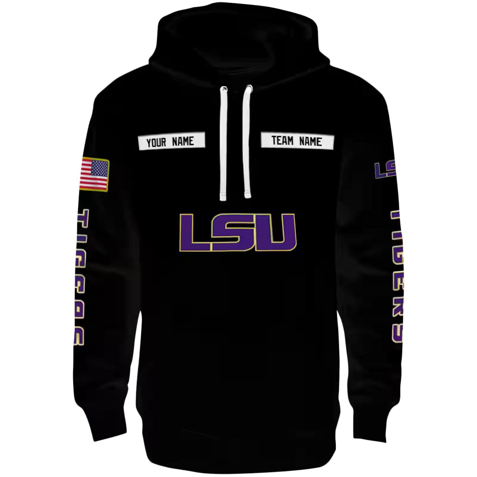 Personalized LSU Tigers Punisher Skull Black Hoodie