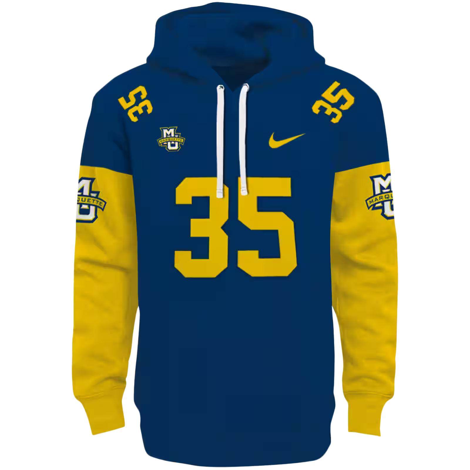 Personalized Marquette Golden Eagles Minimal Design Blue Hoodie