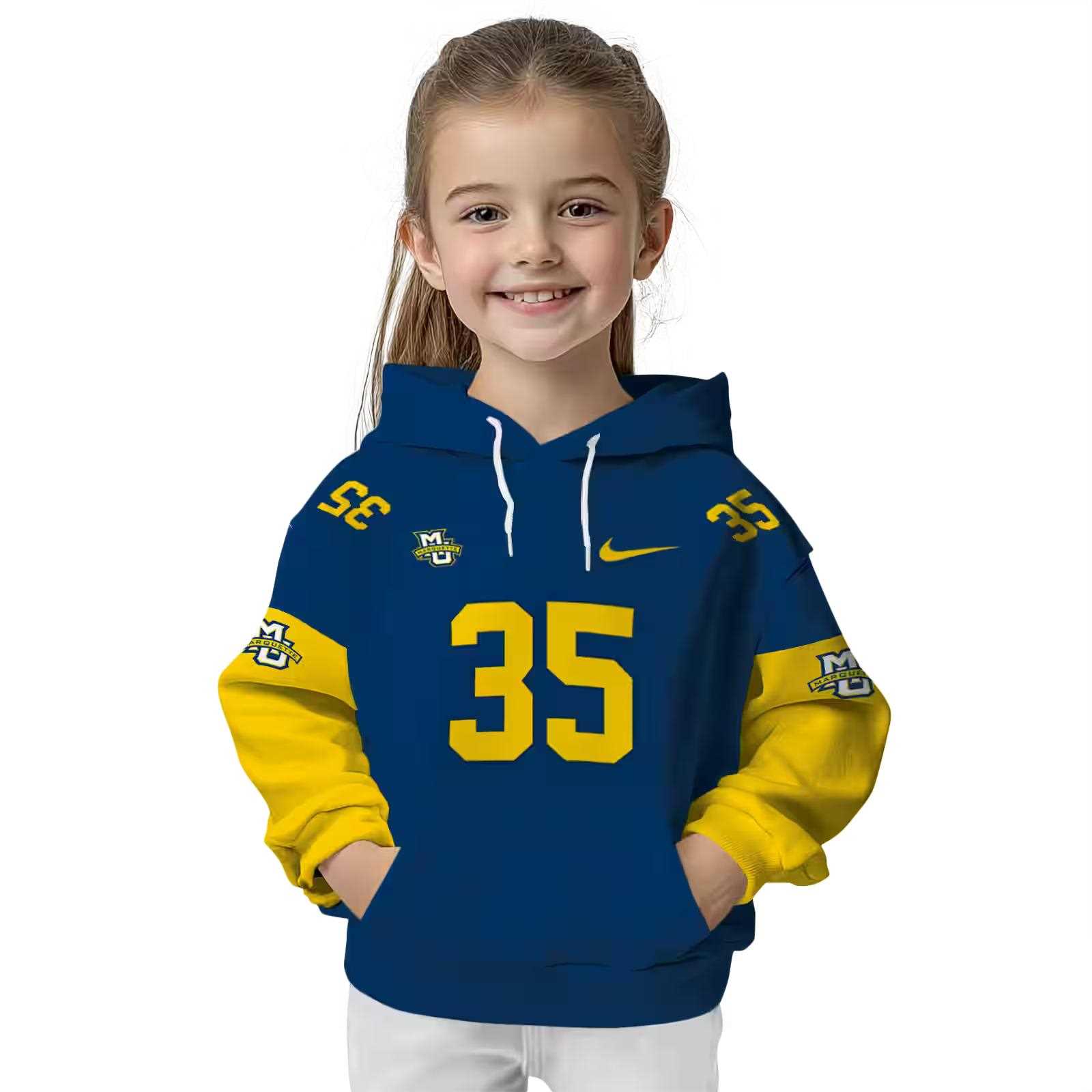 personalized marquette golden eagles minimal design blue hoodie top rated