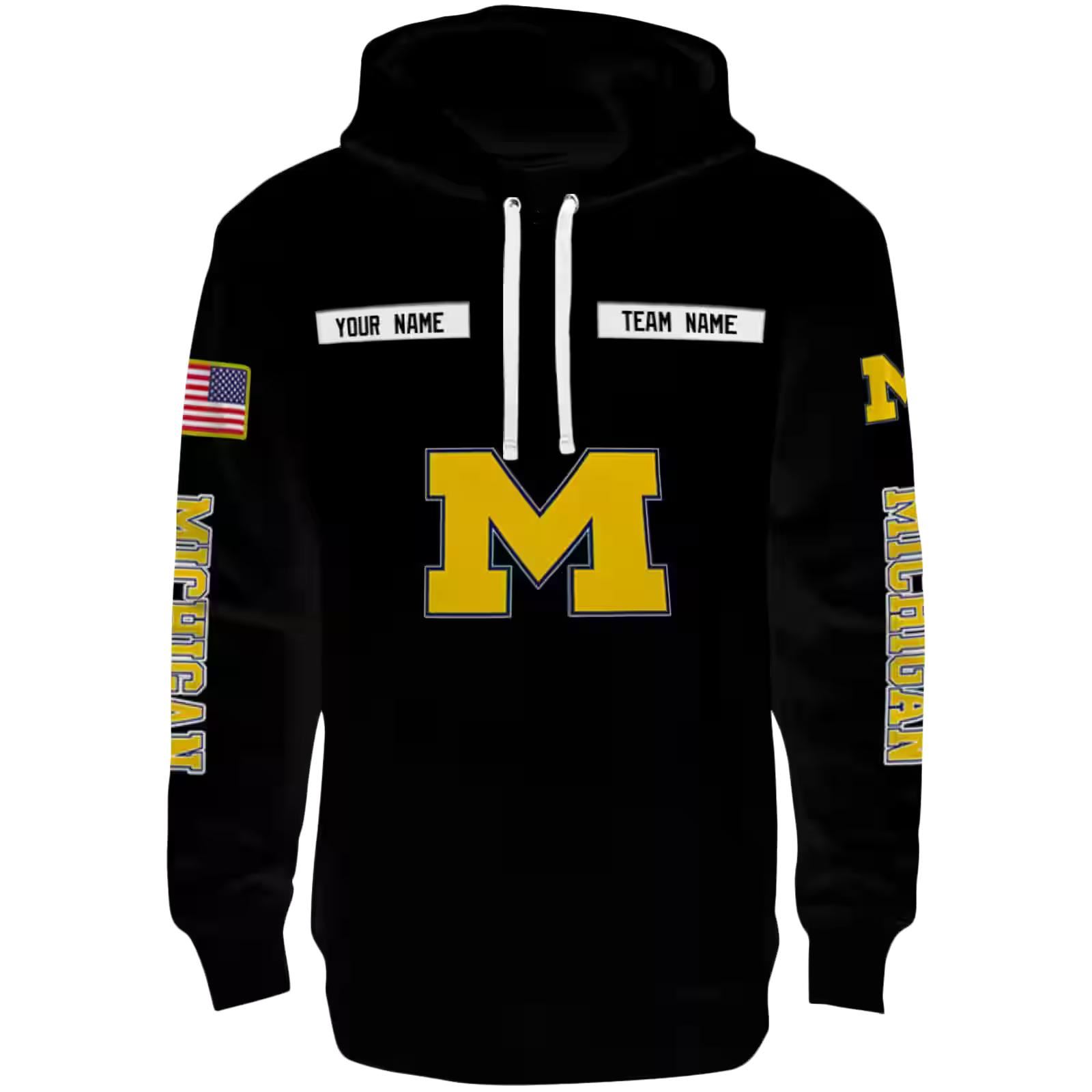 Personalized Michigan Wolverines Punisher Skull Black Hoodie