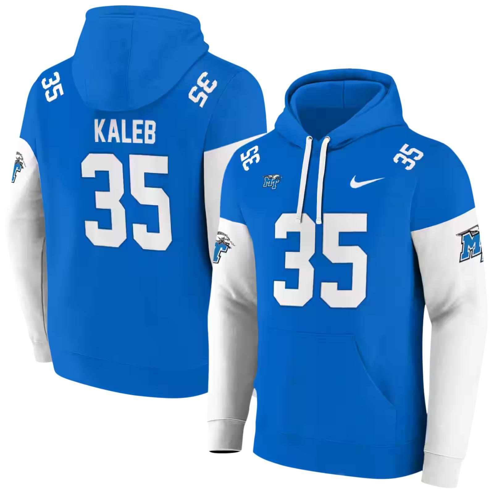 personalized middle tennessee blue raiders minimal design blue hoodie fashion forward