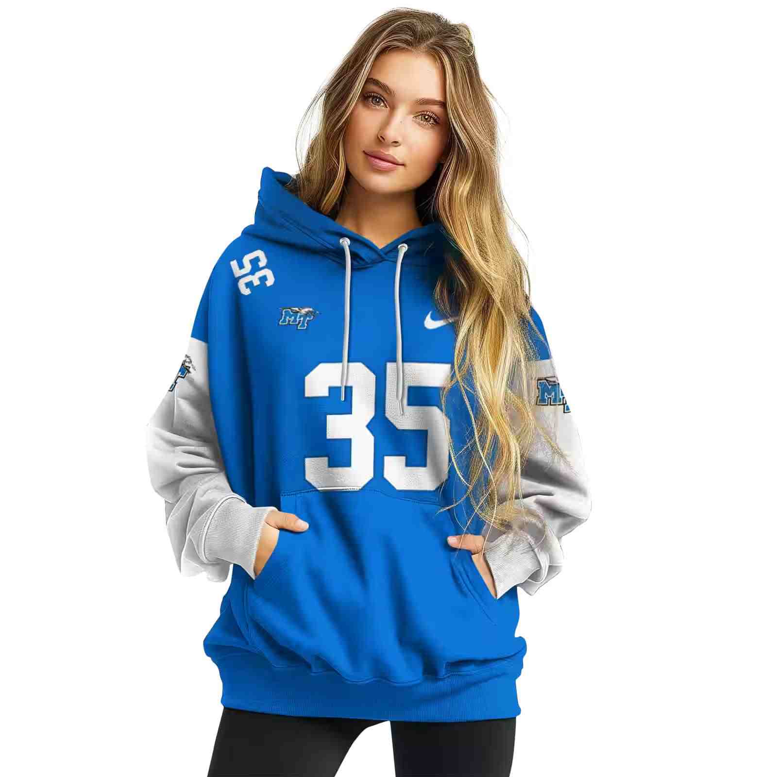 personalized middle tennessee blue raiders minimal design blue hoodie high quality