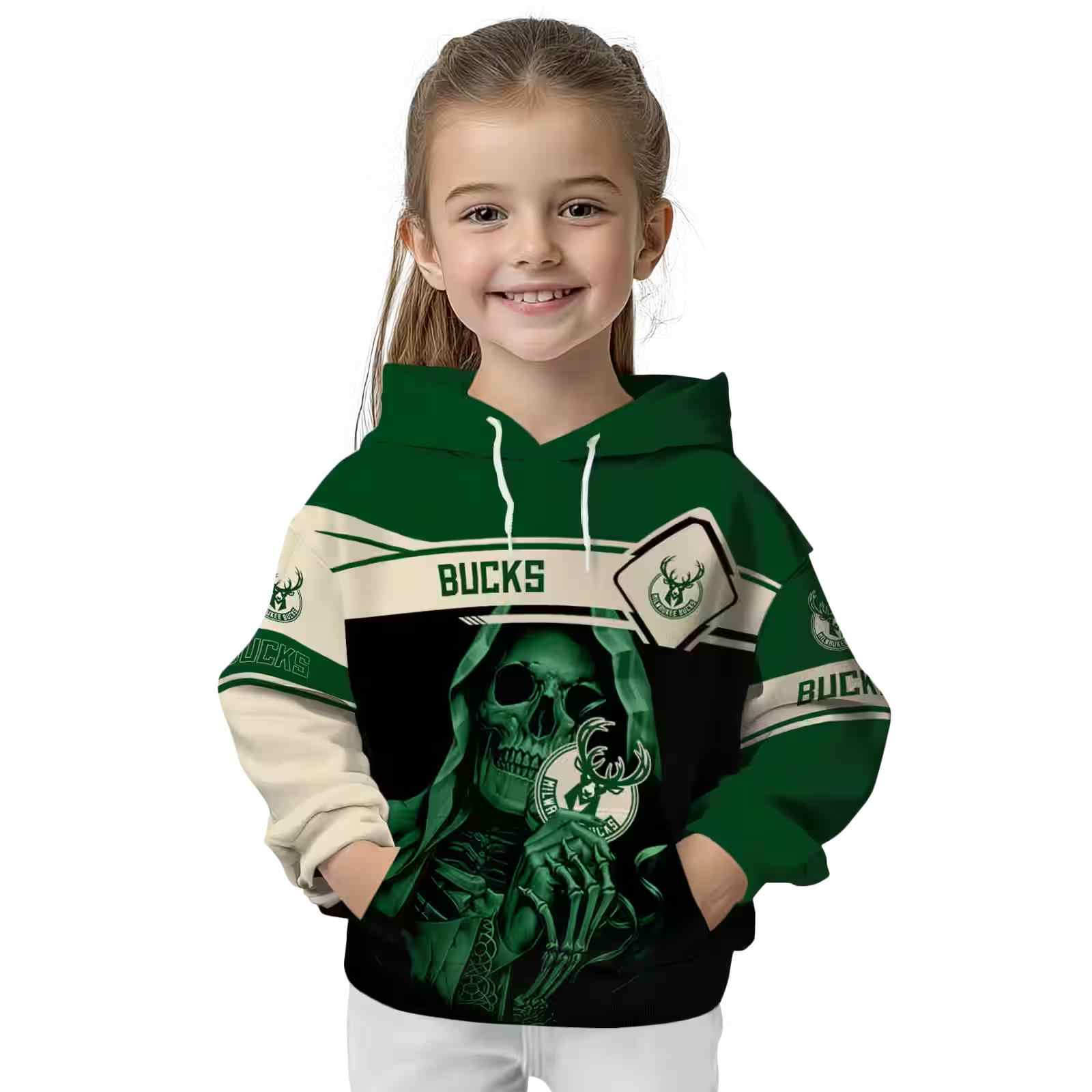 personalized milwaukee bucks grim reaper green black hoodie top rated