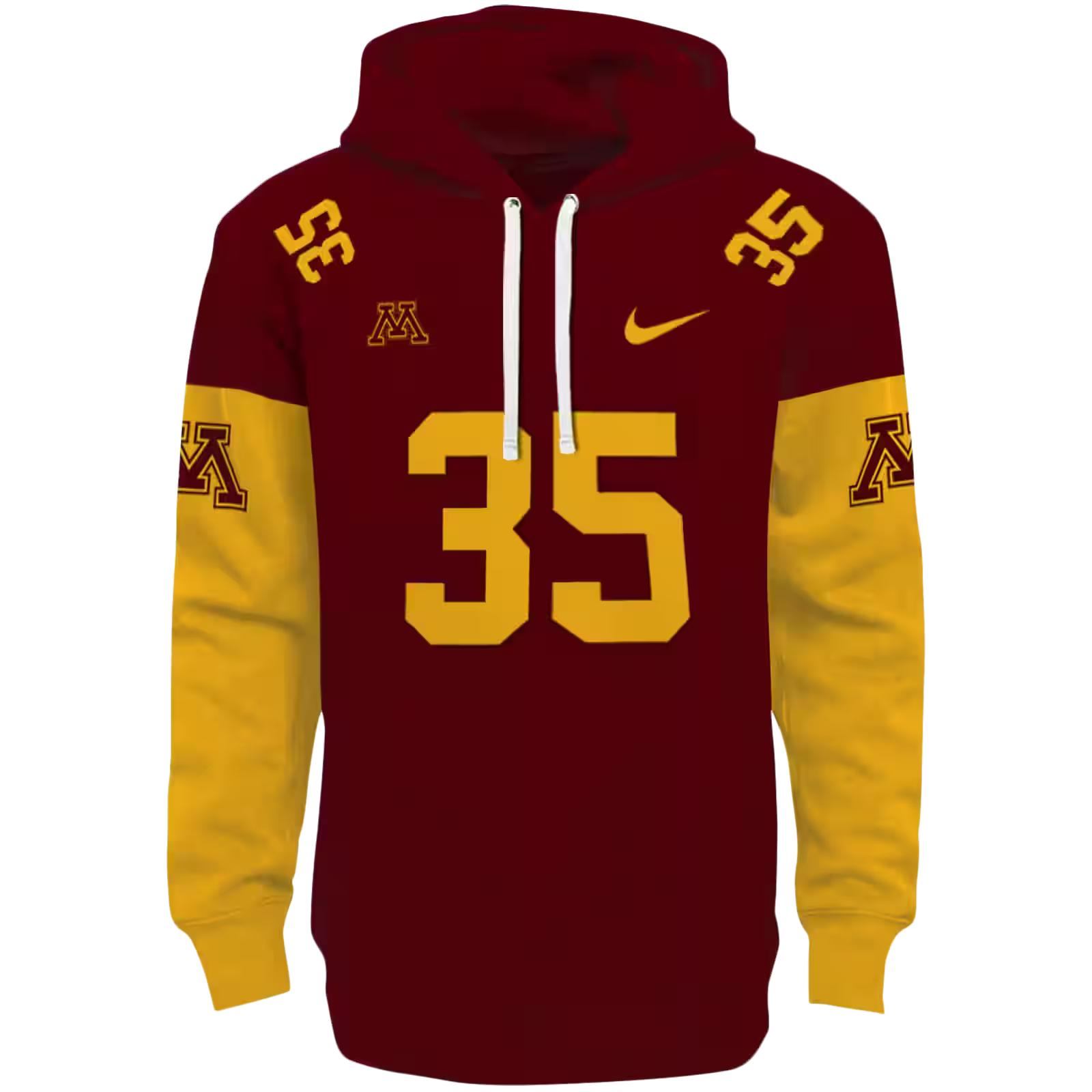 Personalized Minnesota Golden Gophers Minimal Design Maroon Hoodie