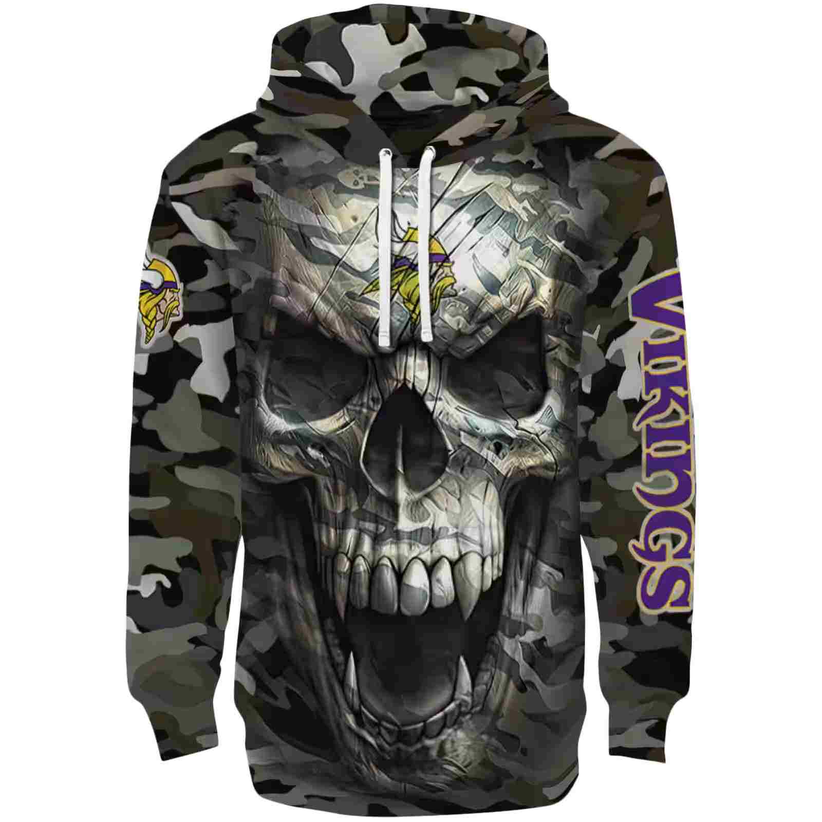 Personalized Minnesota Vikings Camo Skull Hoodie