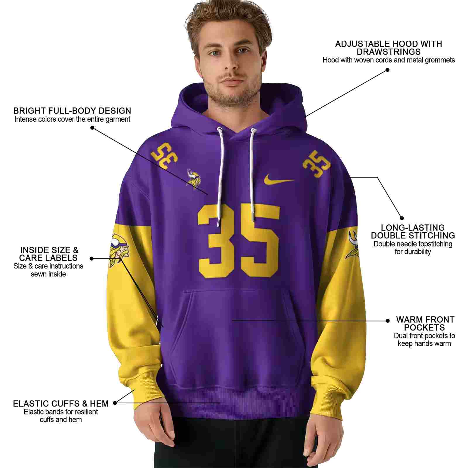 personalized minnesota vikings minimal design purple hoodie latest model