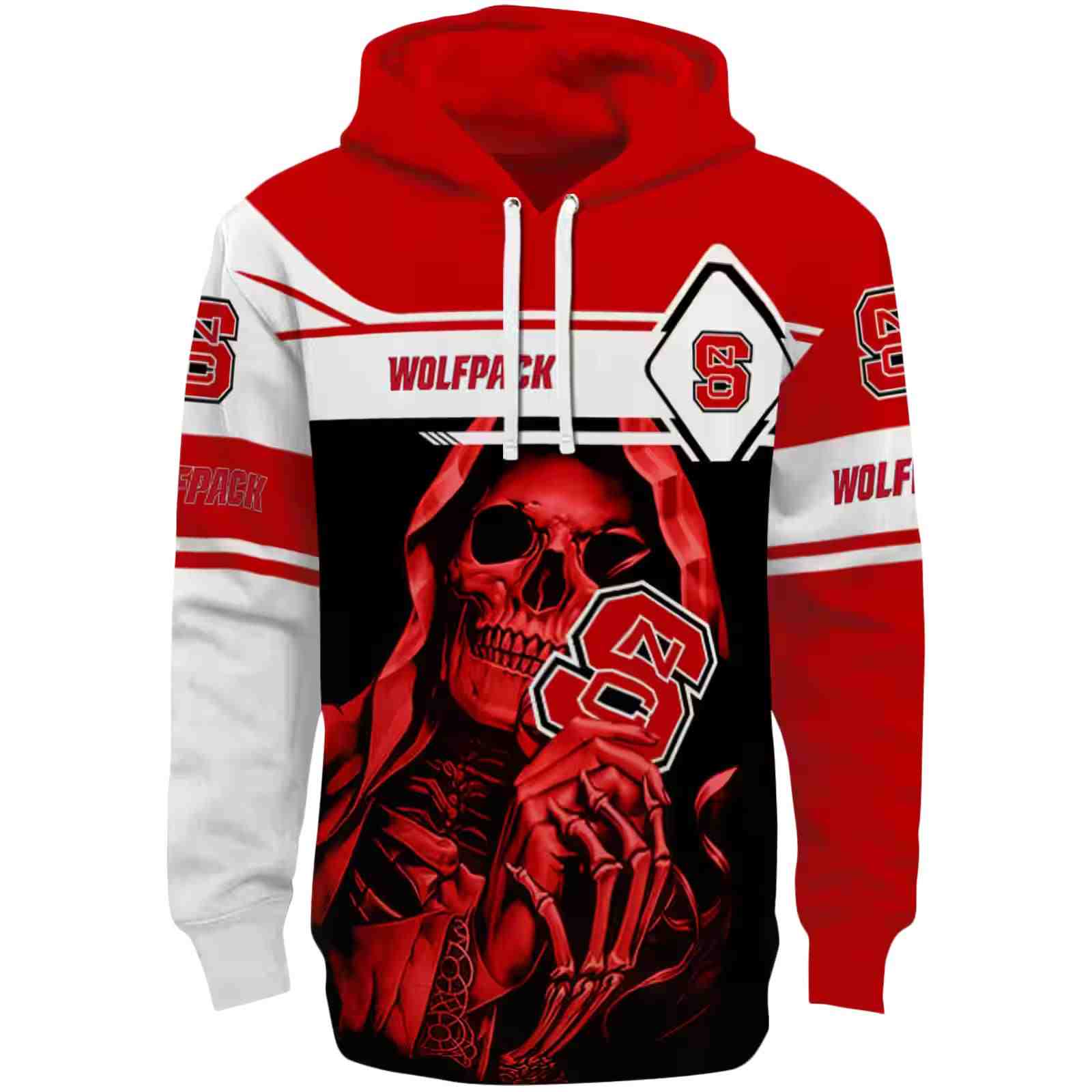 Personalized NC State Wolfpack Grim Reaper Red Black Hoodie