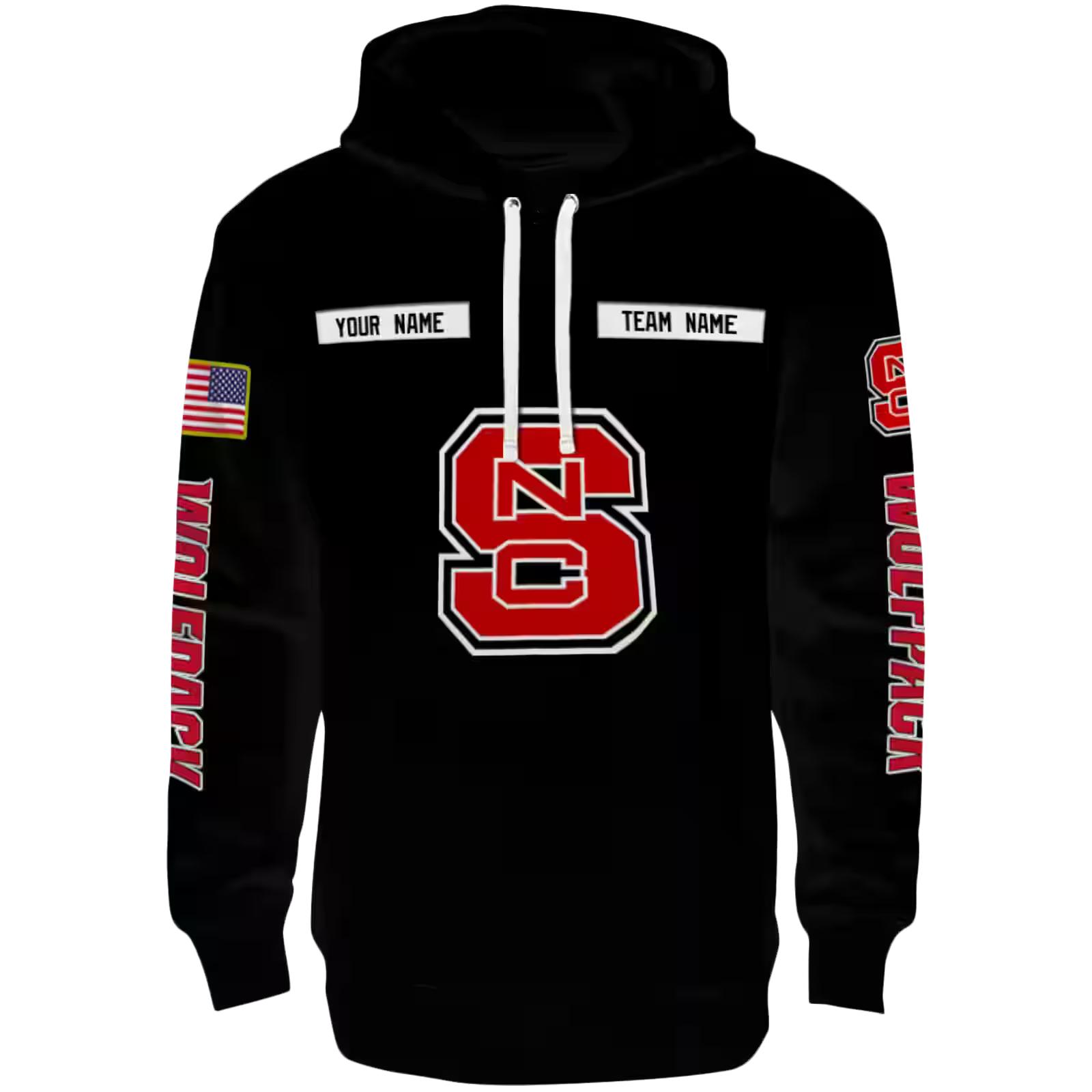 Personalized NC State Wolfpack Punisher Skull Black Hoodie