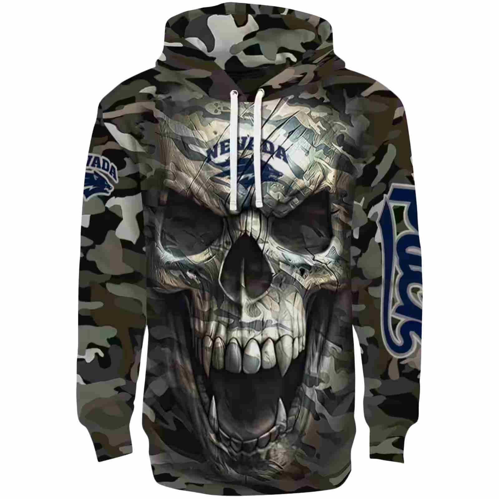 Personalized Nevada Wolf Pack Camo Skull Hoodie