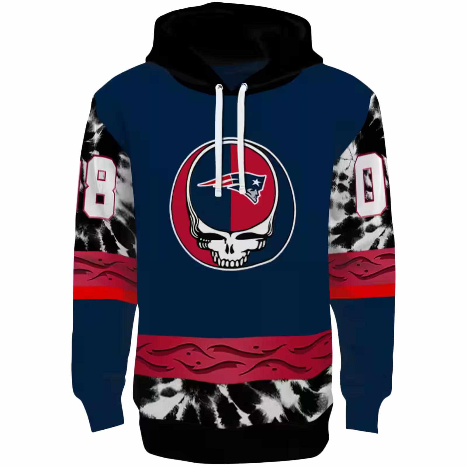 Personalized New England Patriots Grateful Vibes Blue Hoodie