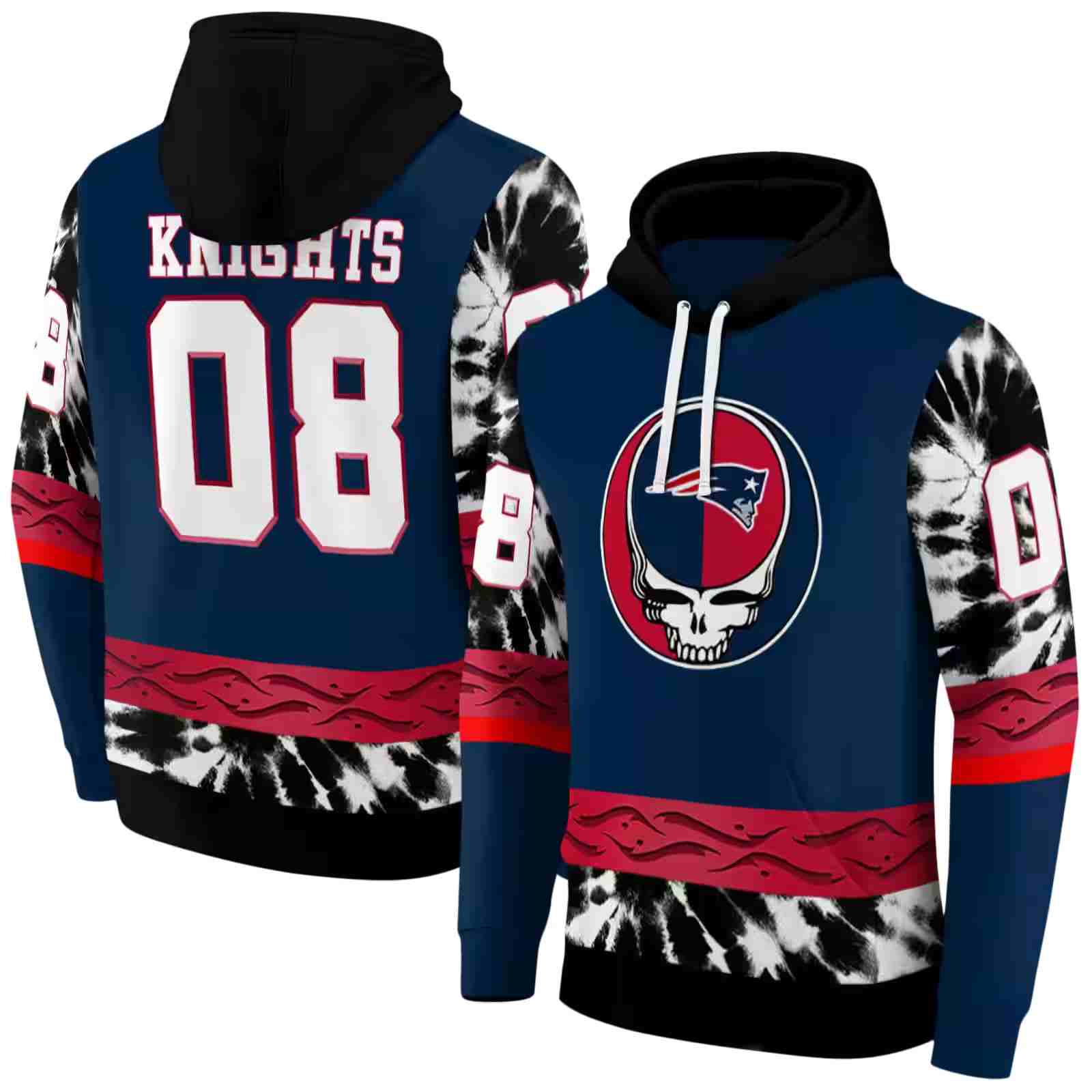 personalized new england patriots grateful vibes blue hoodie fashion forward