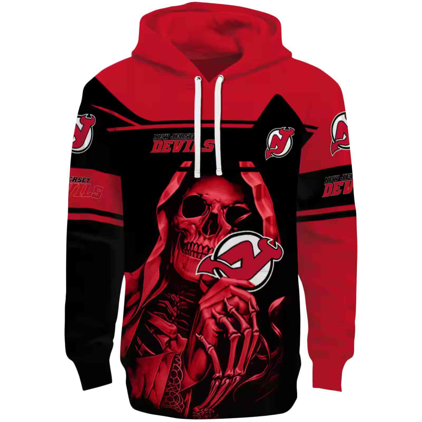 Personalized New Jersey Devils Grim Reaper Red Black Hoodie