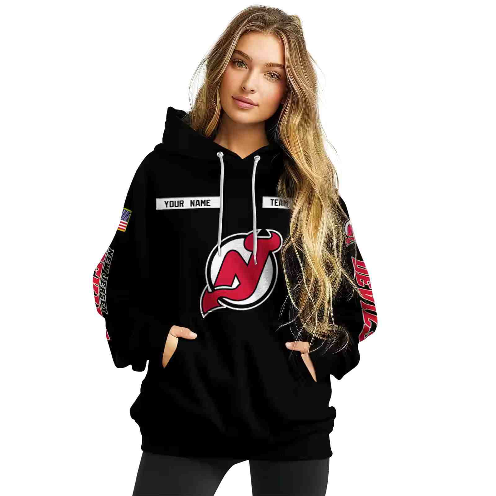 personalized new jersey devils punisher skull black hoodie high quality