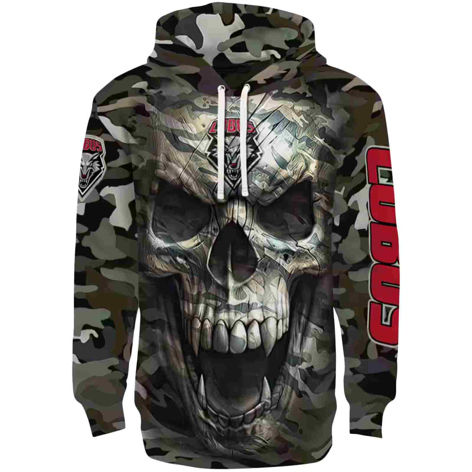 Personalized New Mexico Lobos Camo Skull Hoodie