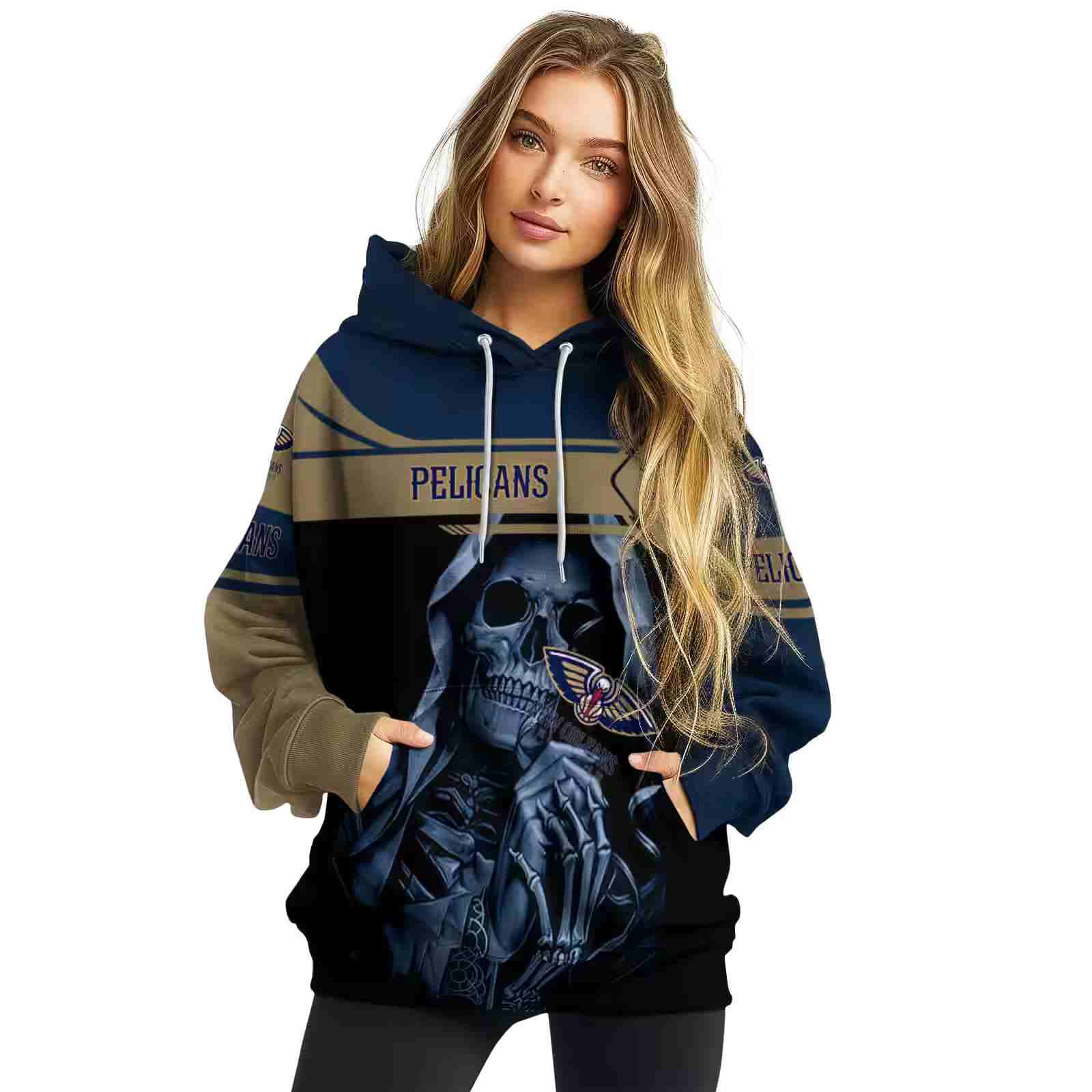 personalized new orleans pelicans grim reaper navy black hoodie high quality