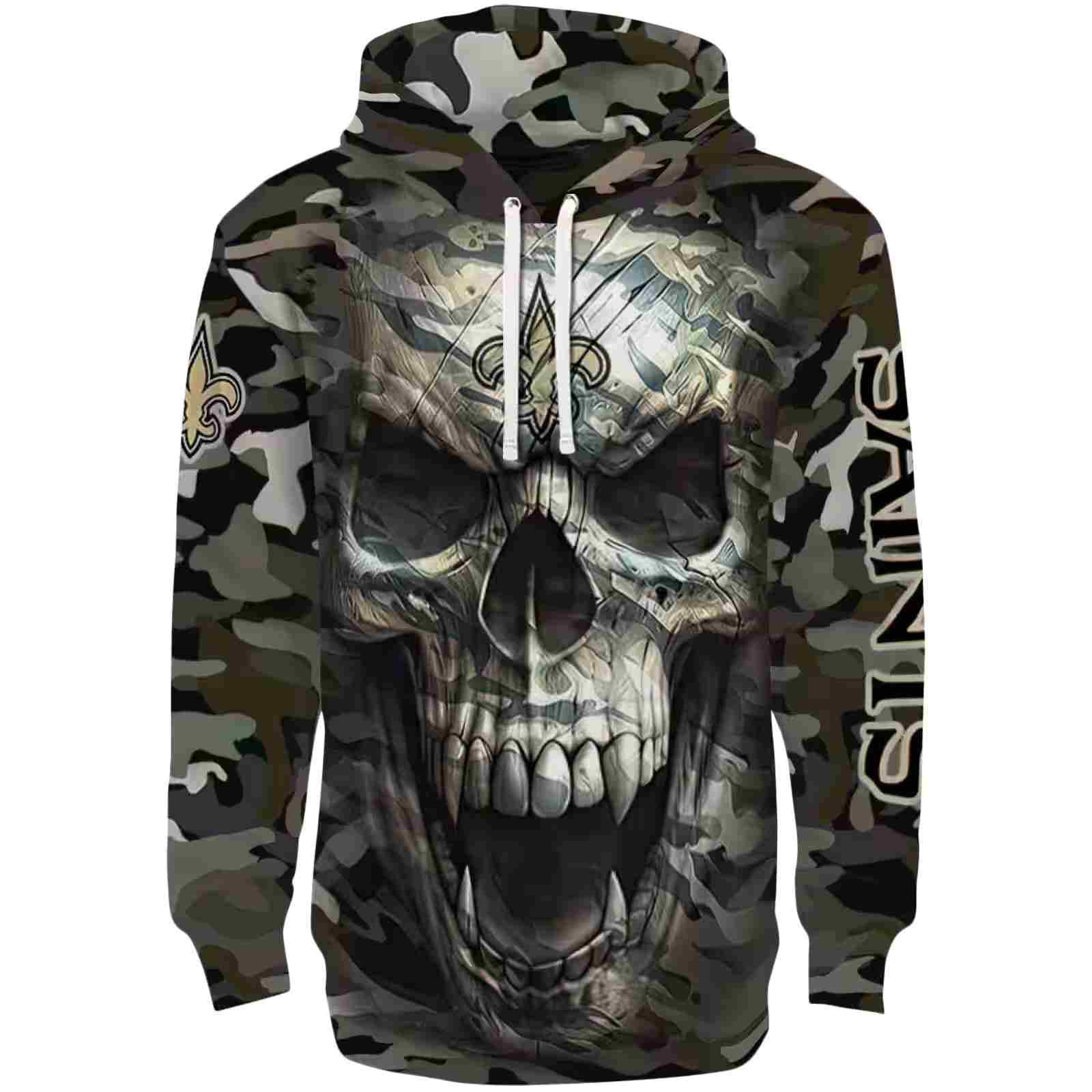 Personalized New Orleans Saints Camo Skull Hoodie