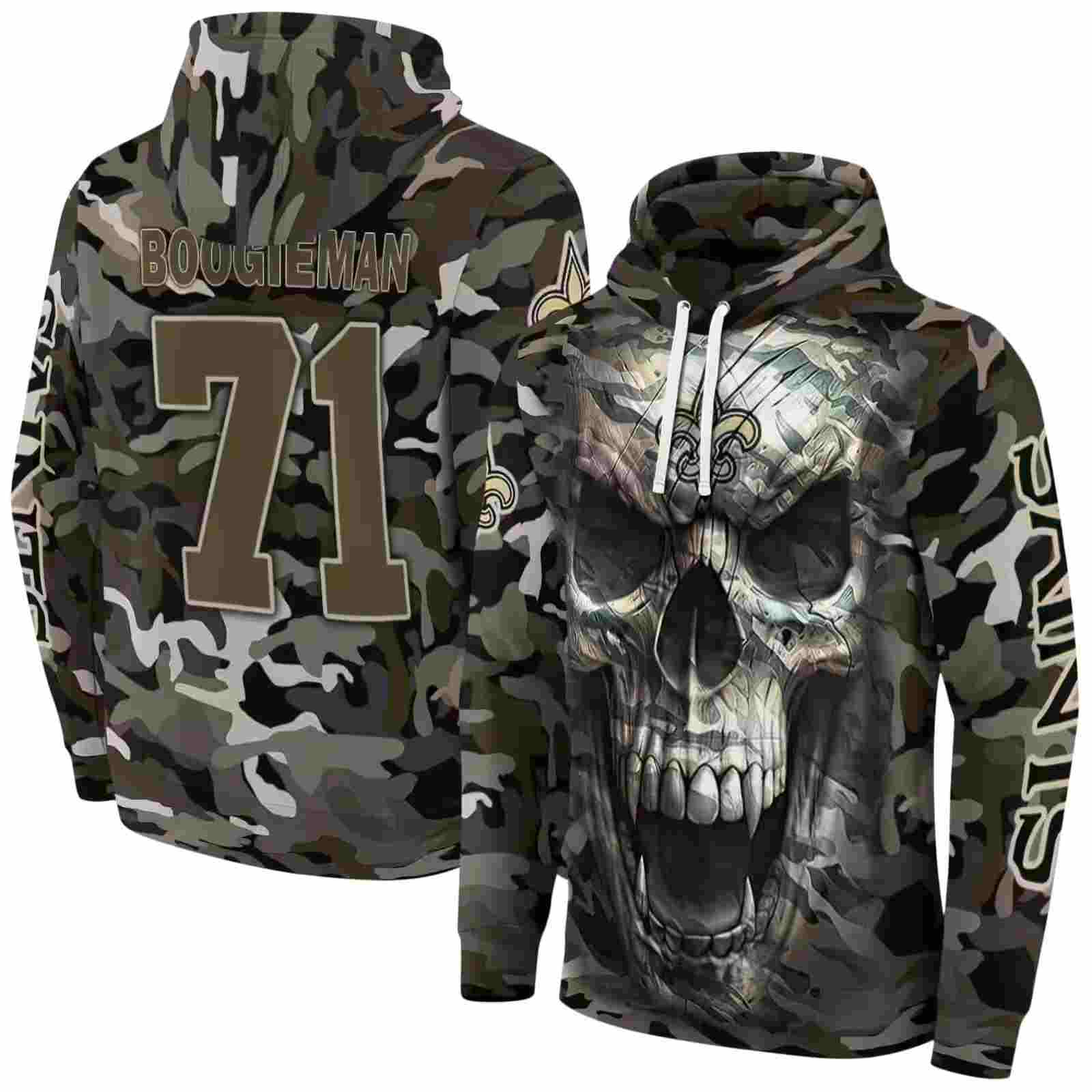 personalized new orleans saints camo skull hoodie fashion forward