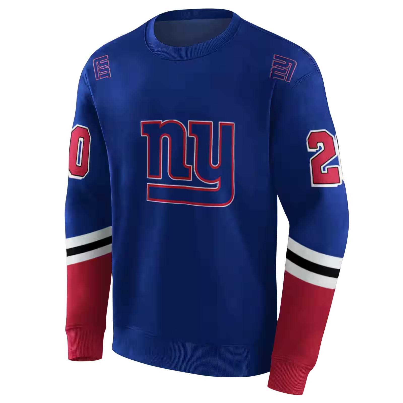 personalized new york giants striped sleeves blue hoodie new arrival