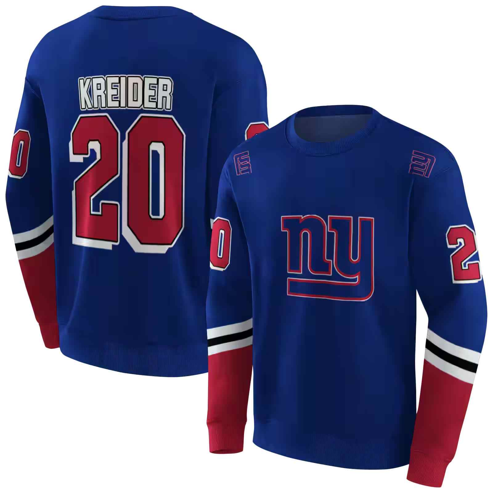 personalized new york giants striped sleeves blue hoodie premium grade