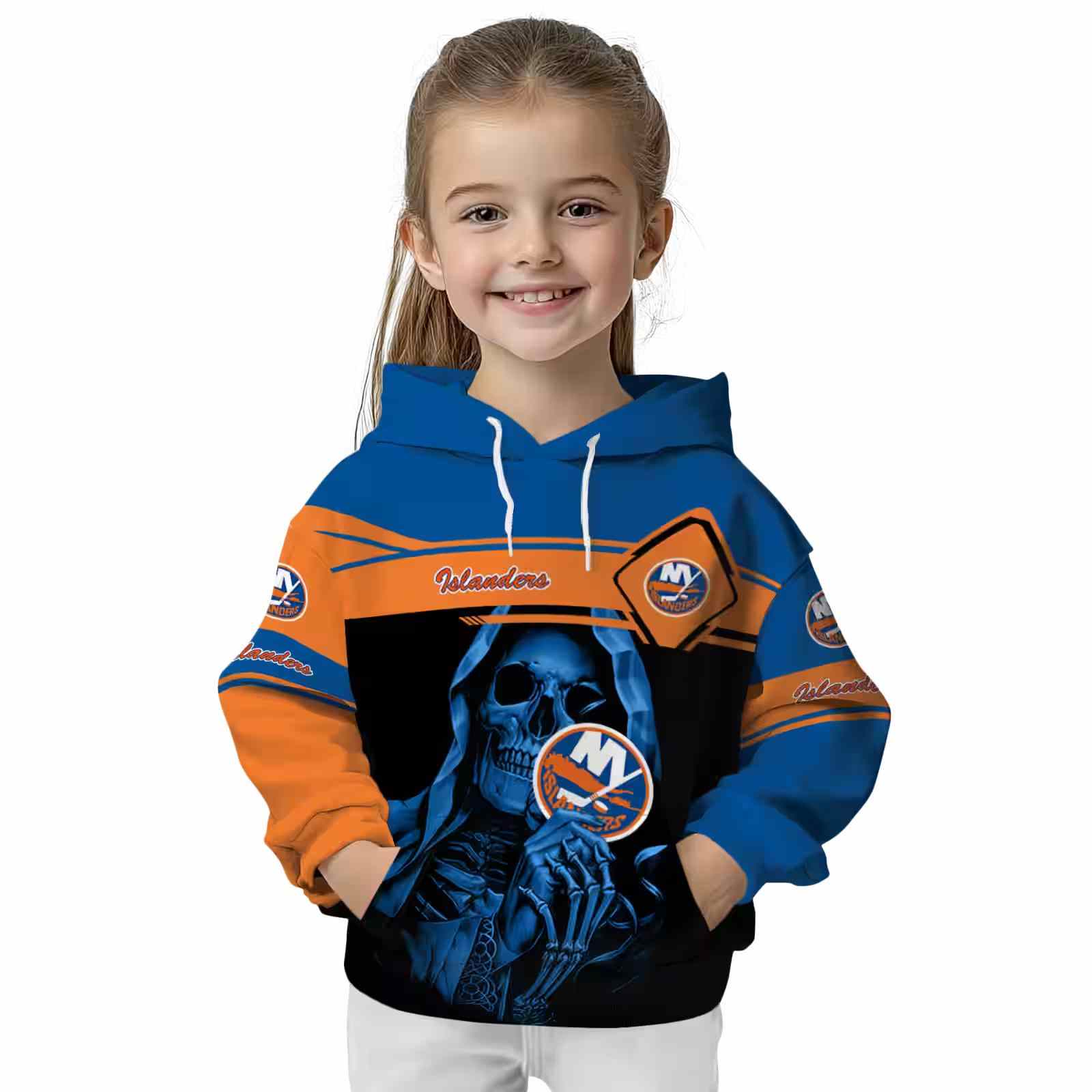 personalized new york islanders grim reaper blue black hoodie top rated