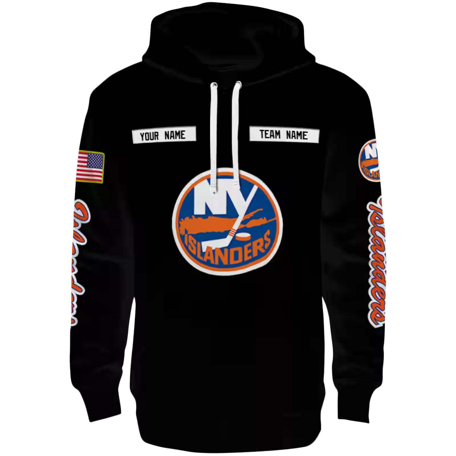 Personalized New York Islanders Punisher Skull Black Hoodie