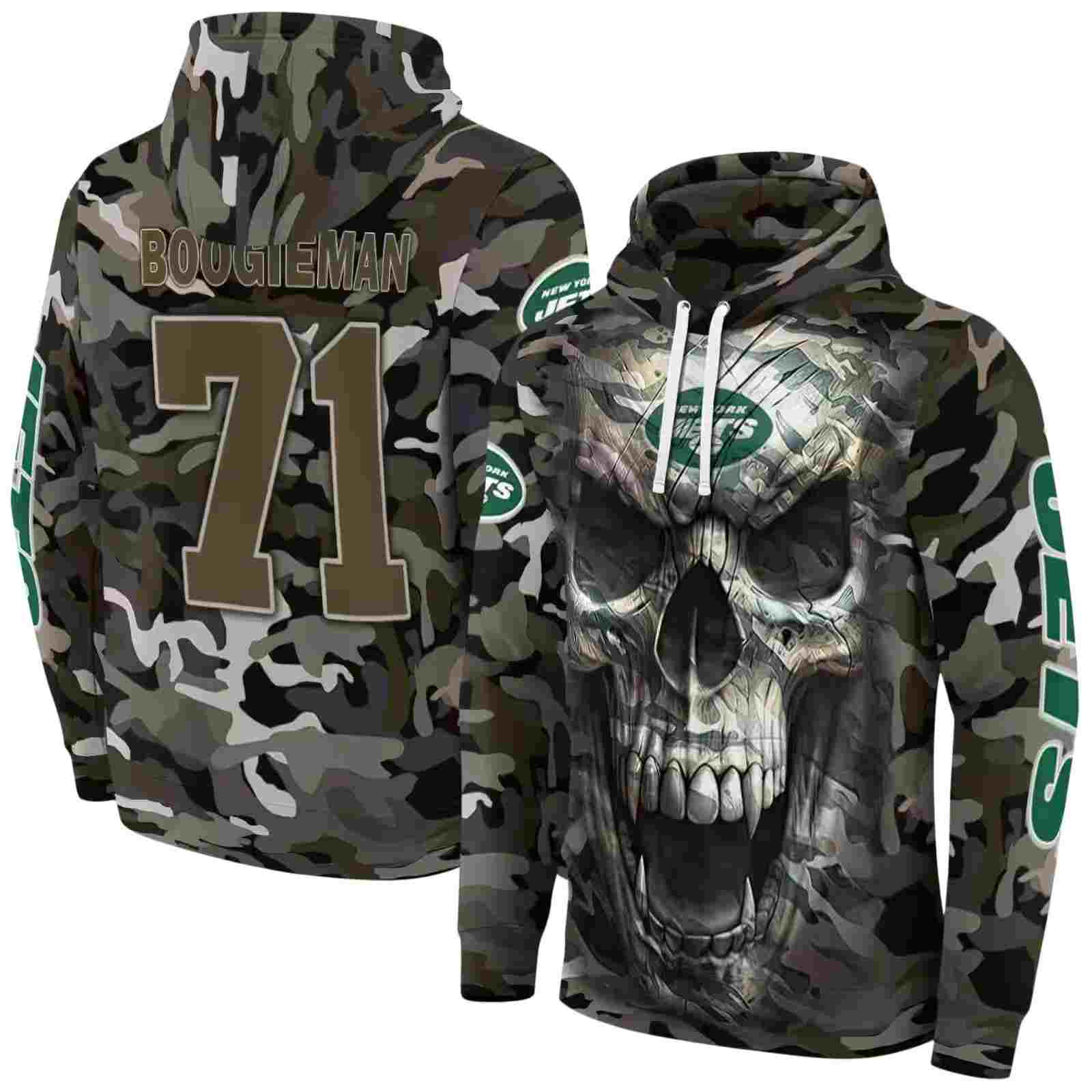 personalized new york jets camo skull hoodie fashion forward