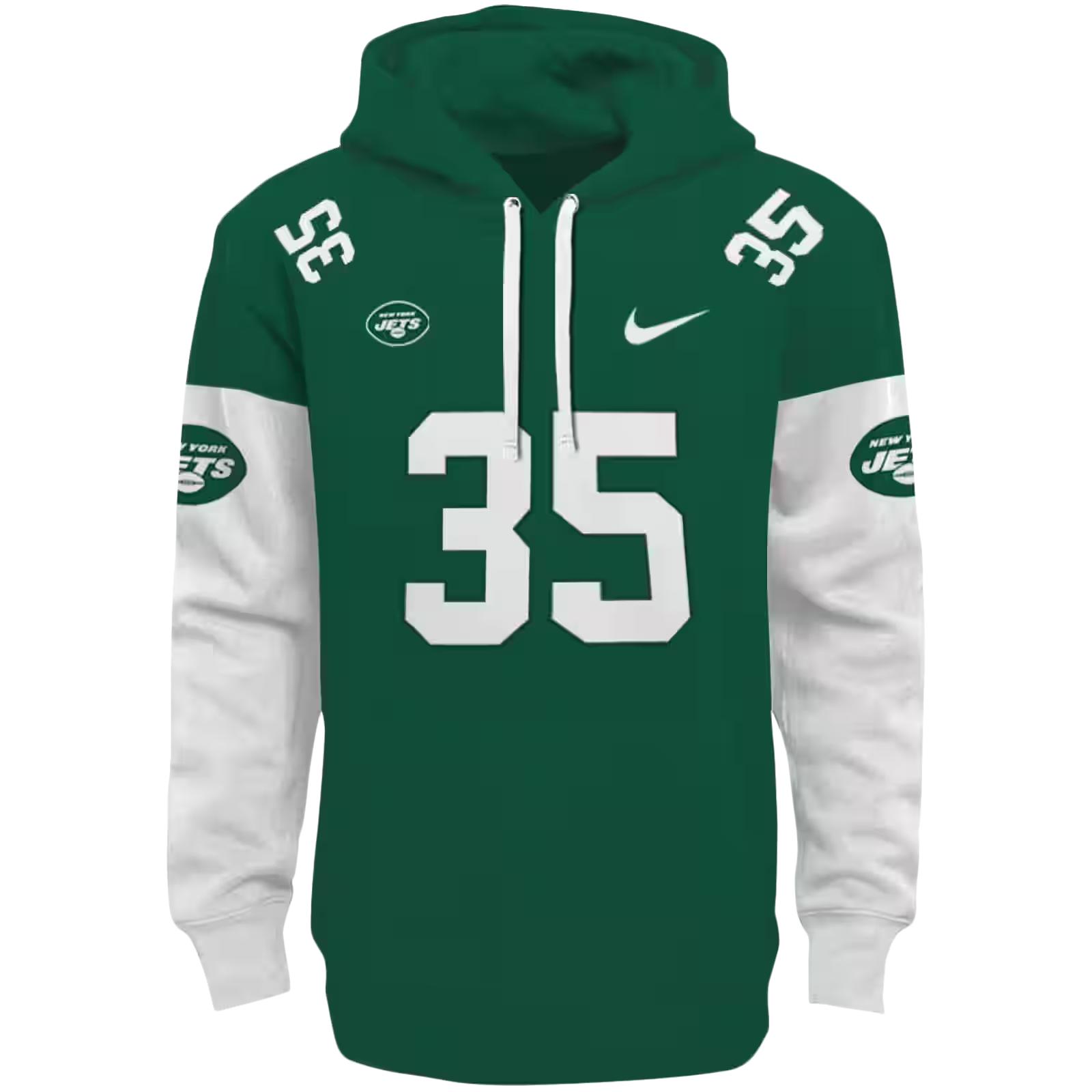 Personalized New York Jets Minimal Design Green Hoodie