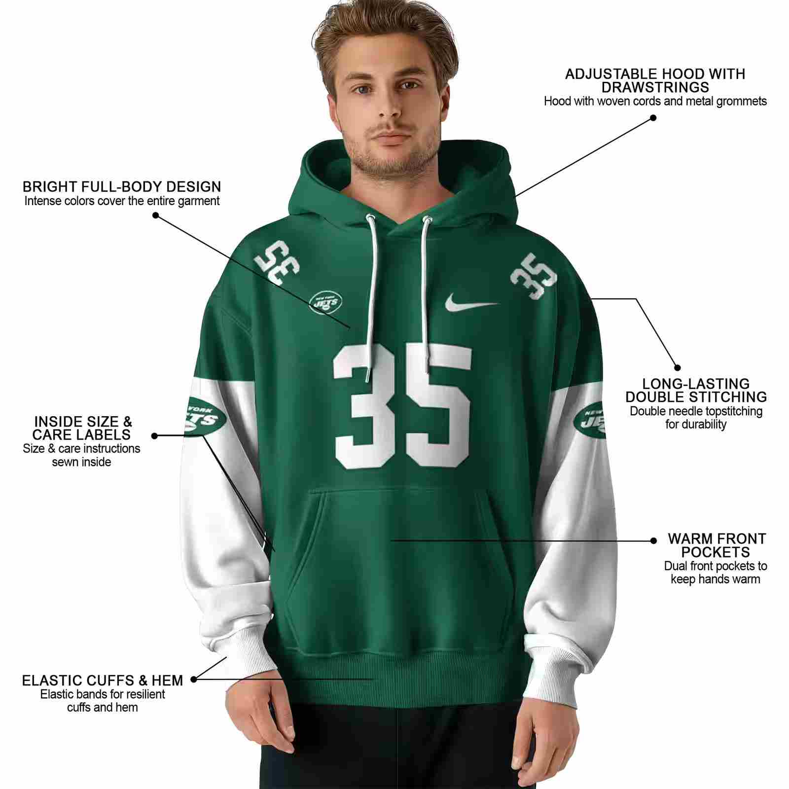 personalized new york jets minimal design green hoodie latest model