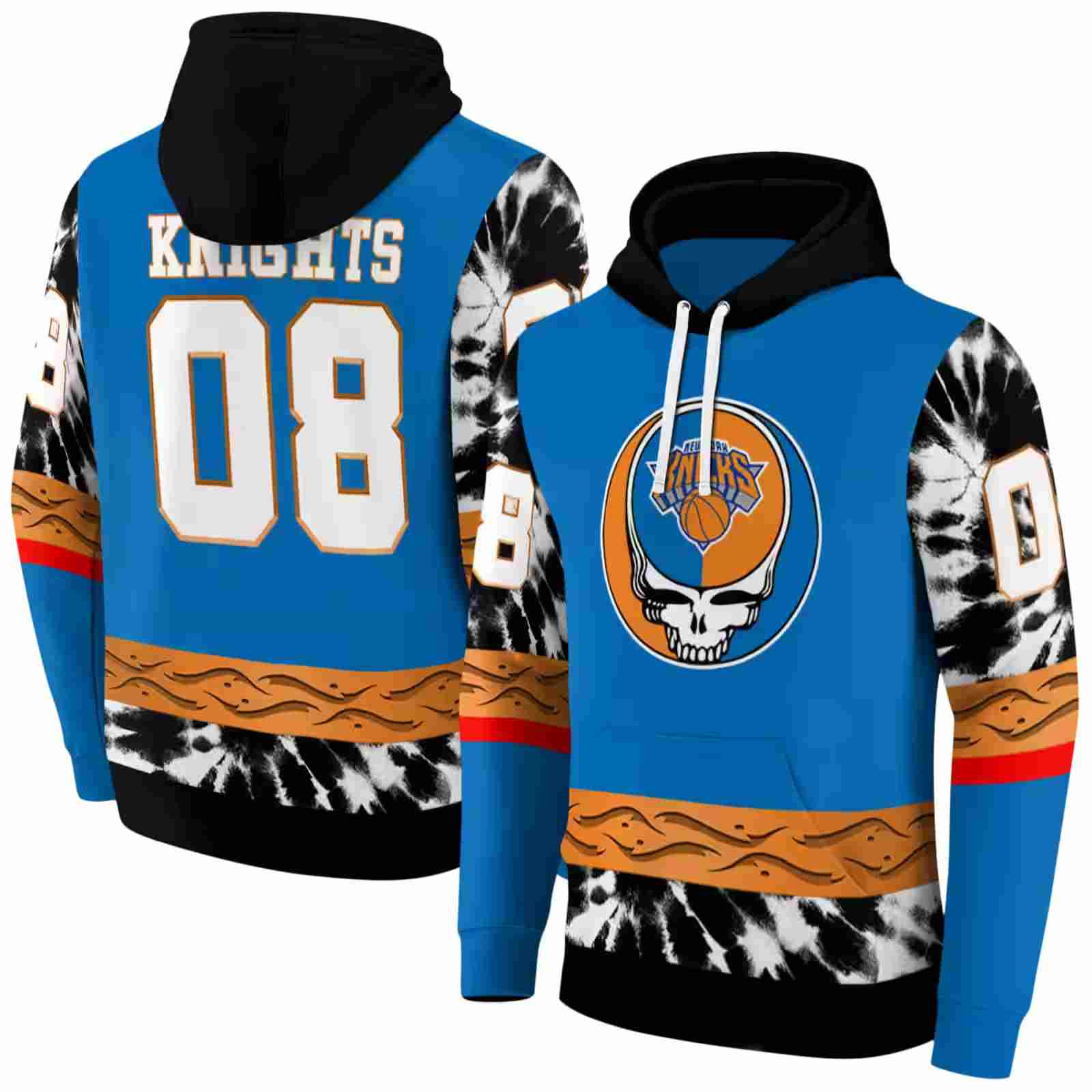 personalized new york knicks grateful vibes blue hoodie fashion forward