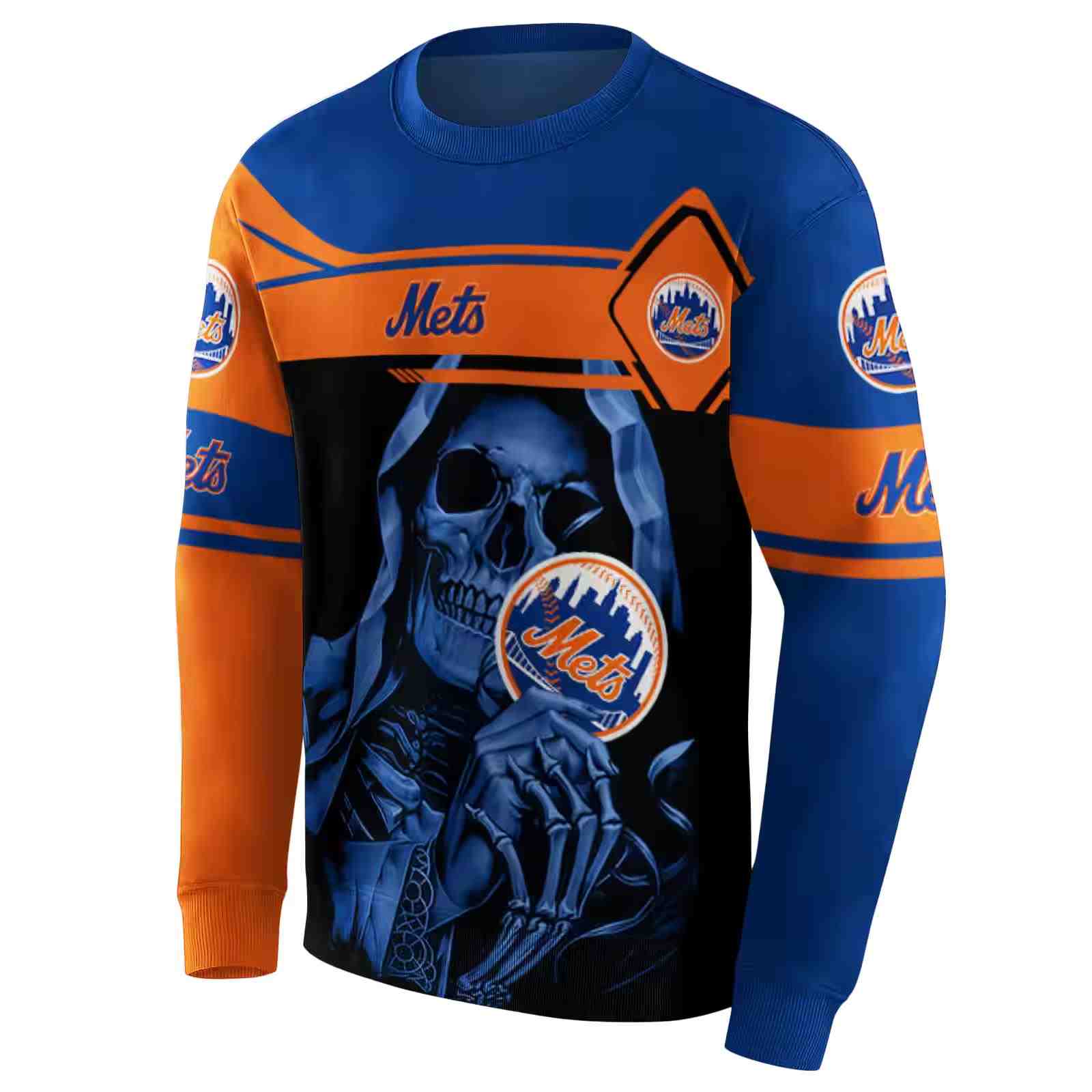 personalized new york mets grim reaper blue black hoodie new arrival