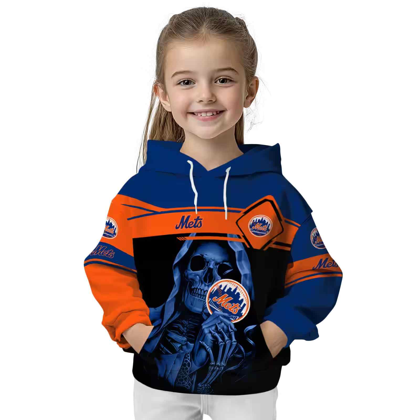 personalized new york mets grim reaper blue black hoodie top rated