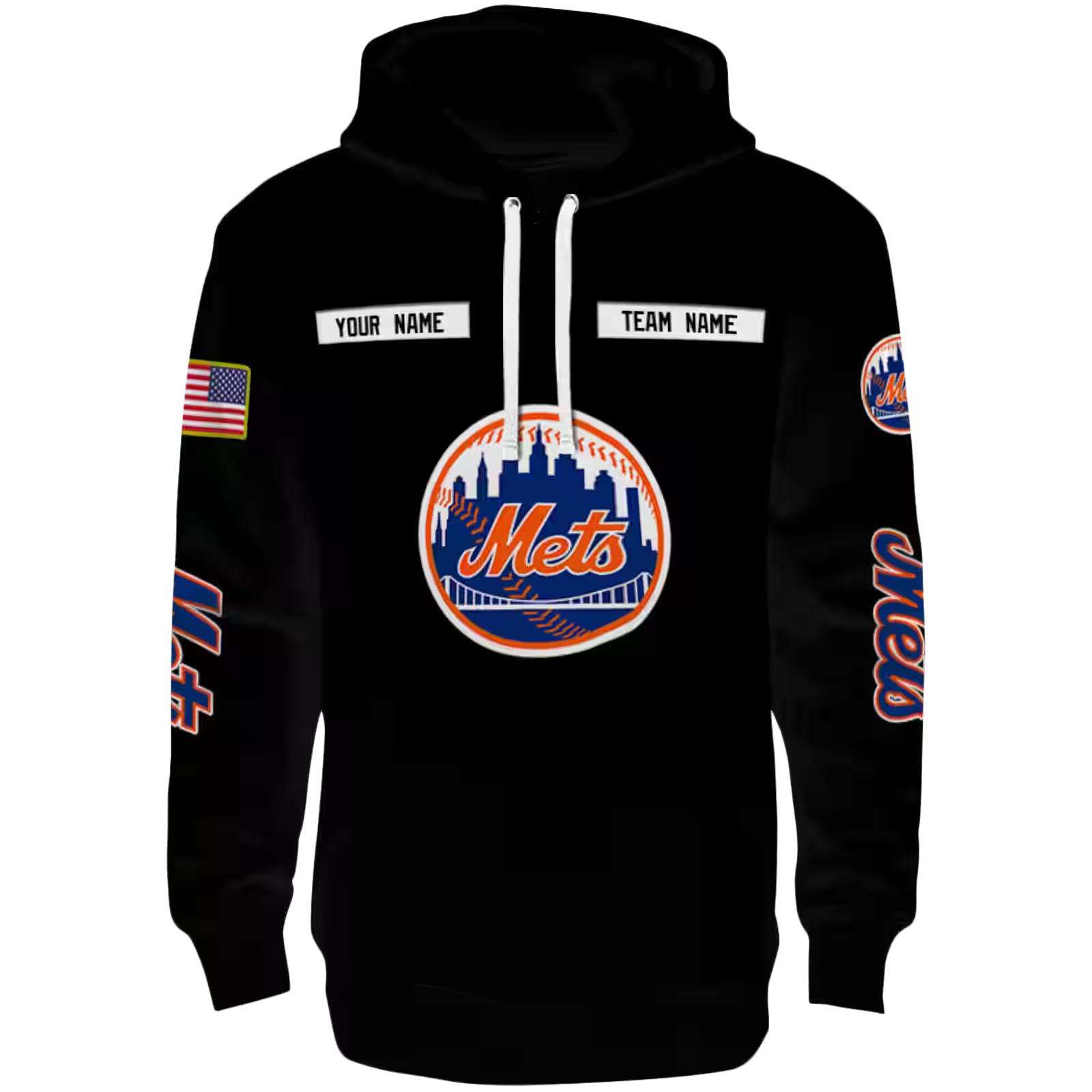 Personalized New York Mets Punisher Skull Black Hoodie