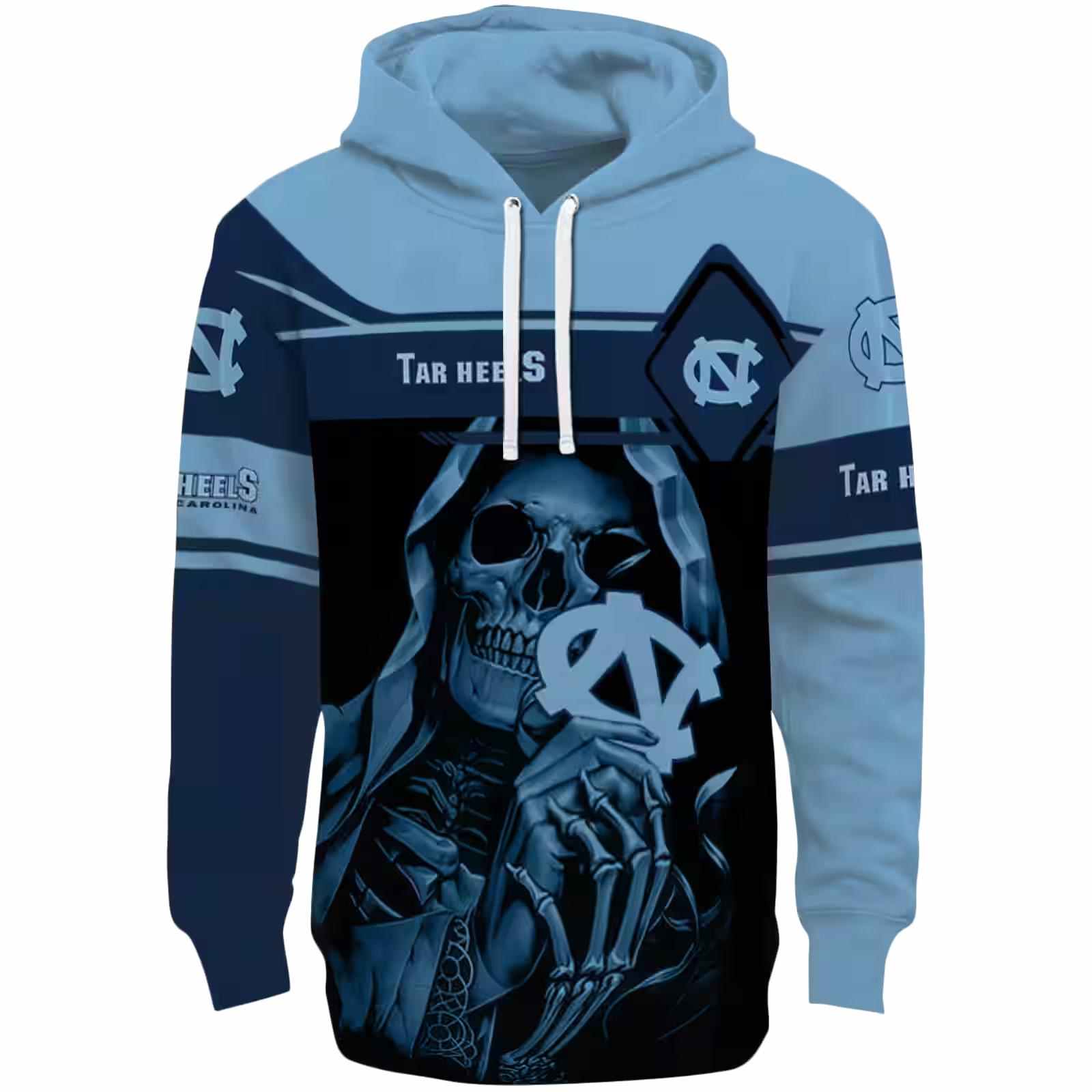 Personalized North Carolina Tar Heels Grim Reaper Light Blue Black Hoodie