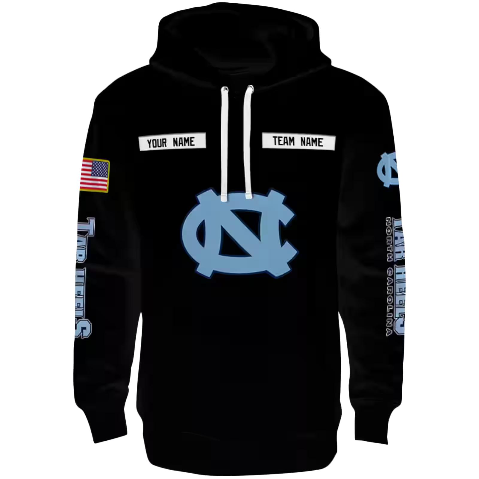 Personalized North Carolina Tar Heels Punisher Skull Black Hoodie