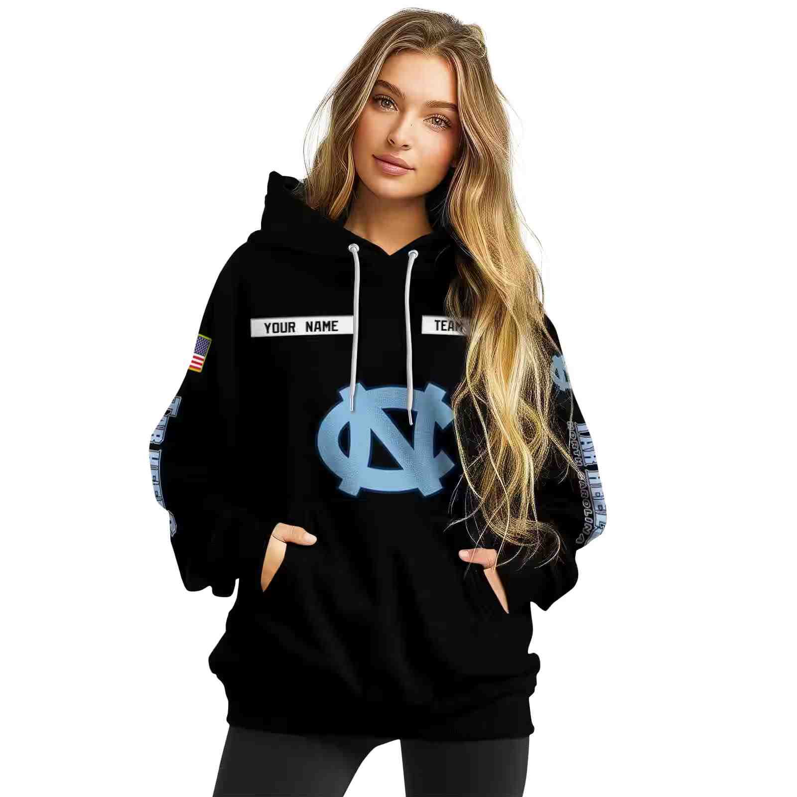 personalized north carolina tar heels punisher skull black hoodie high quality