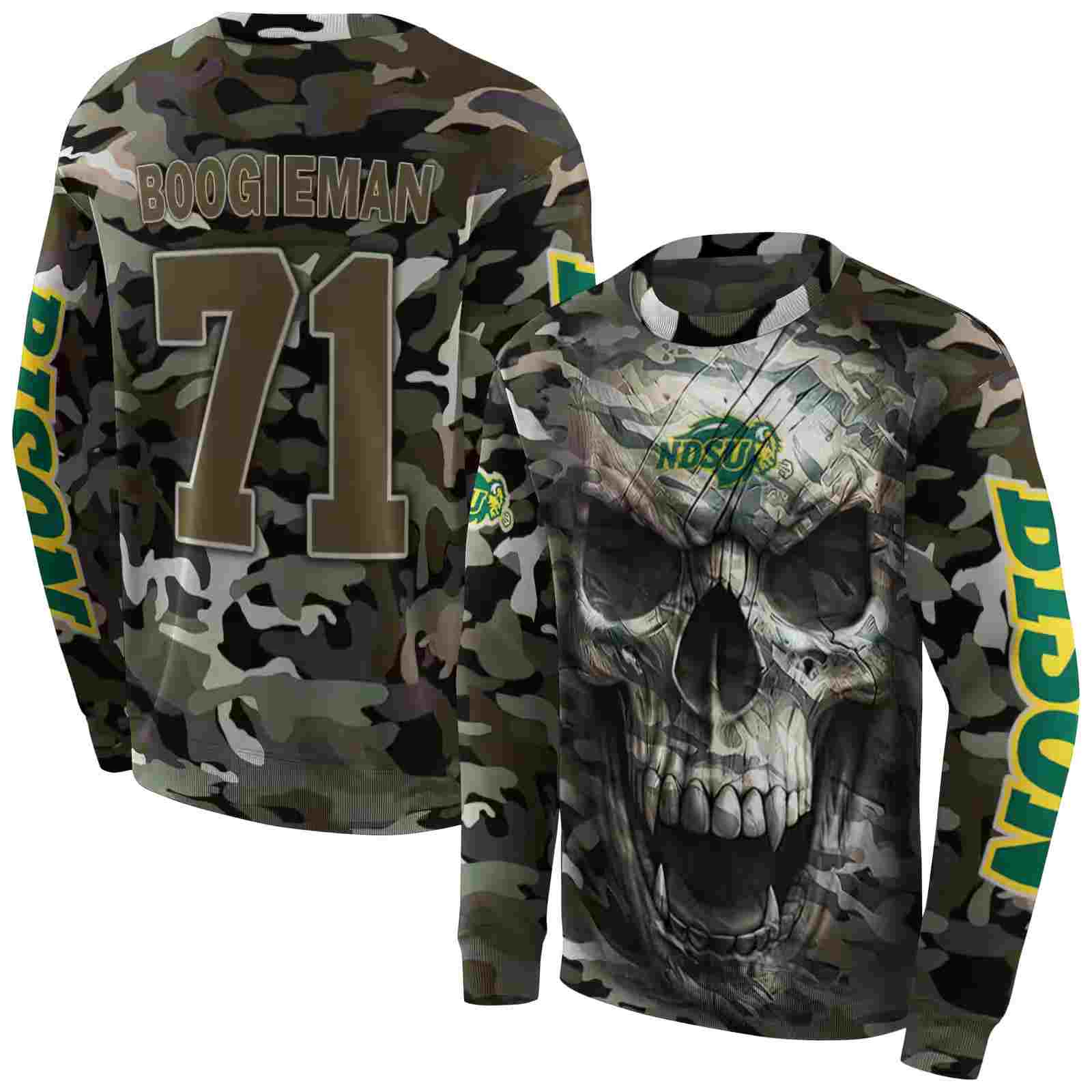 personalized north dakota state bison camo skull hoodie premium grade