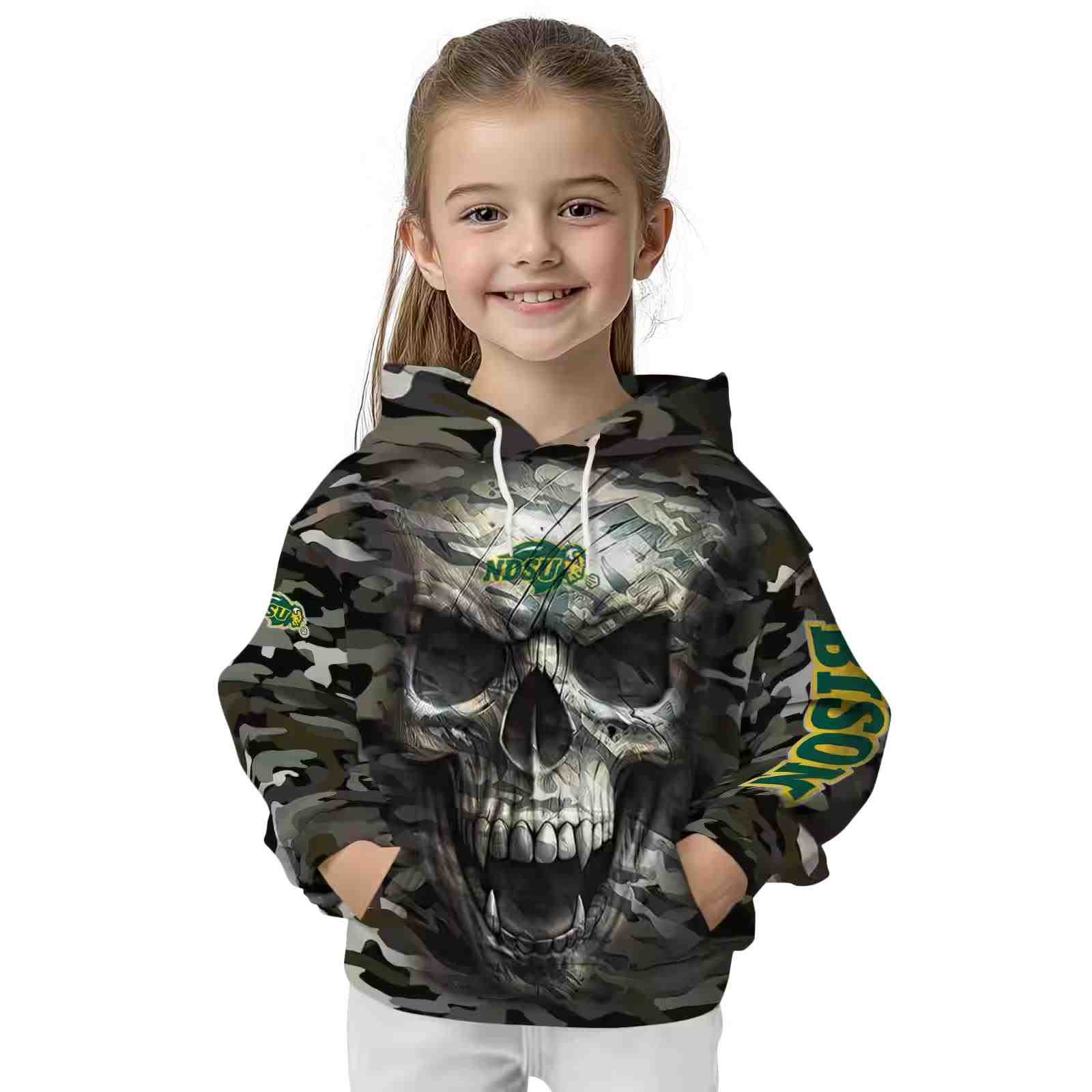 personalized north dakota state bison camo skull hoodie top rated