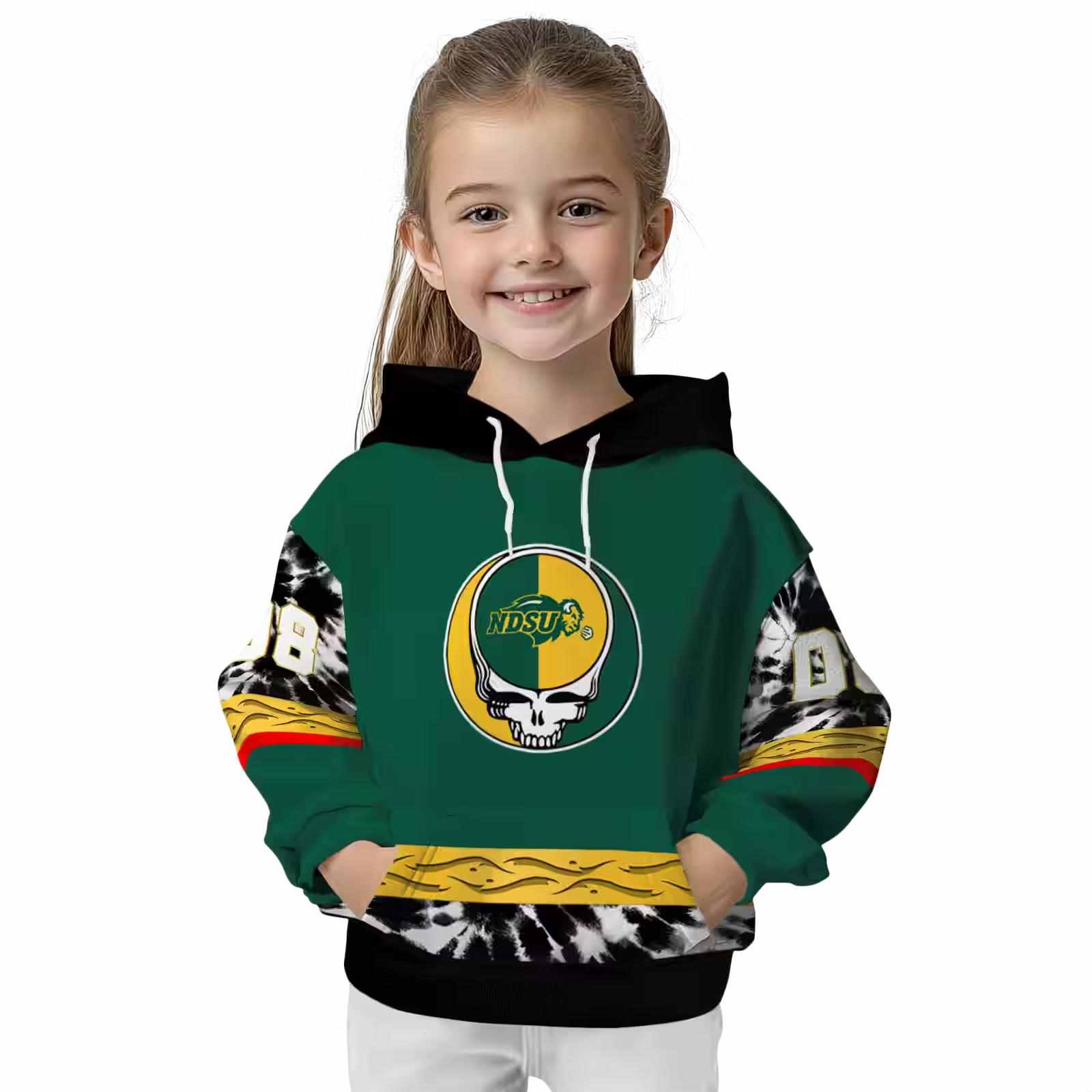 personalized north dakota state bison grateful vibes green hoodie top rated