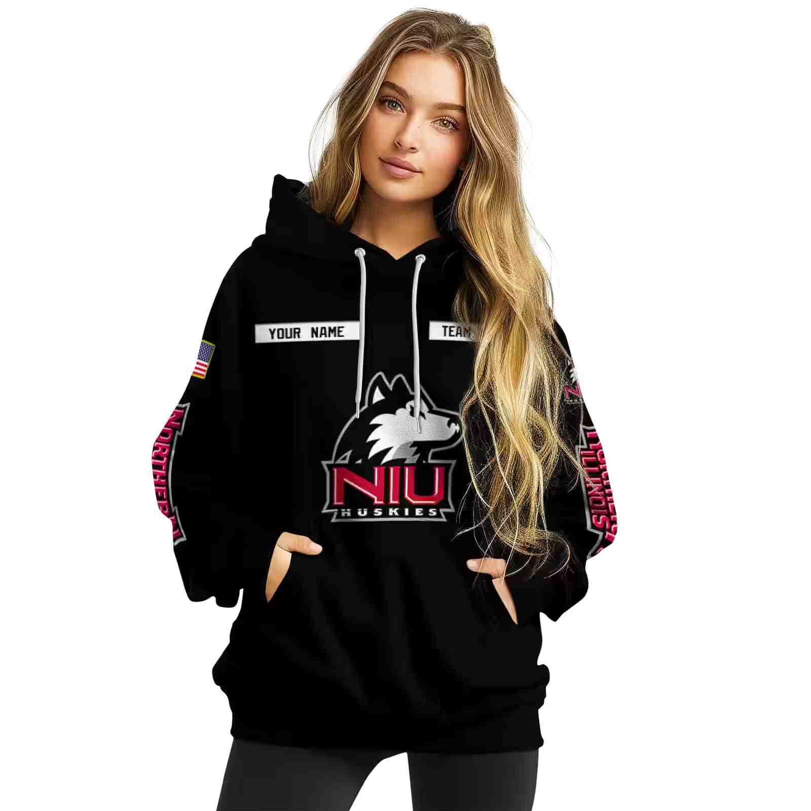 personalized northern illinois huskies punisher skull black hoodie high quality