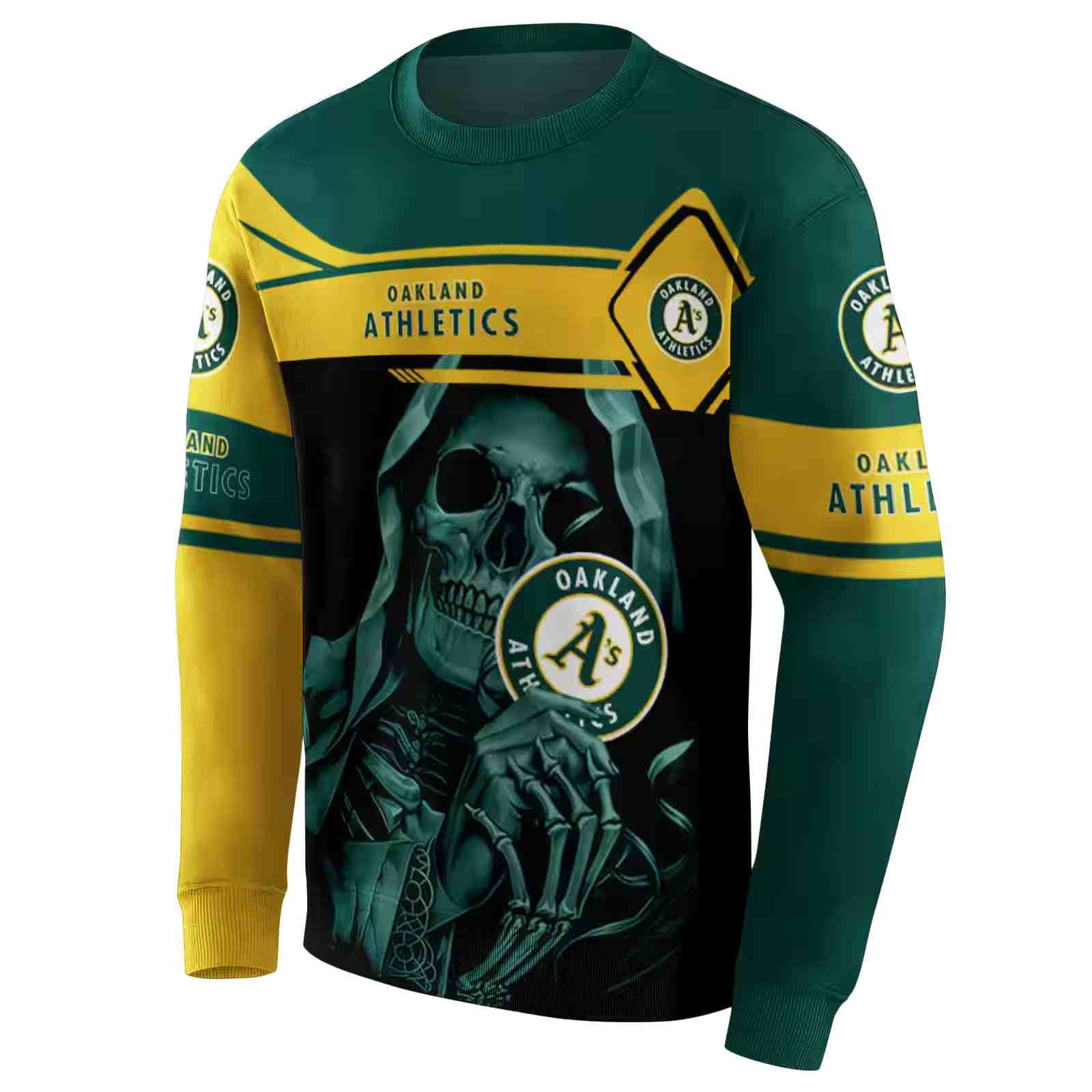 personalized oakland athletics grim reaper green black hoodie new arrival