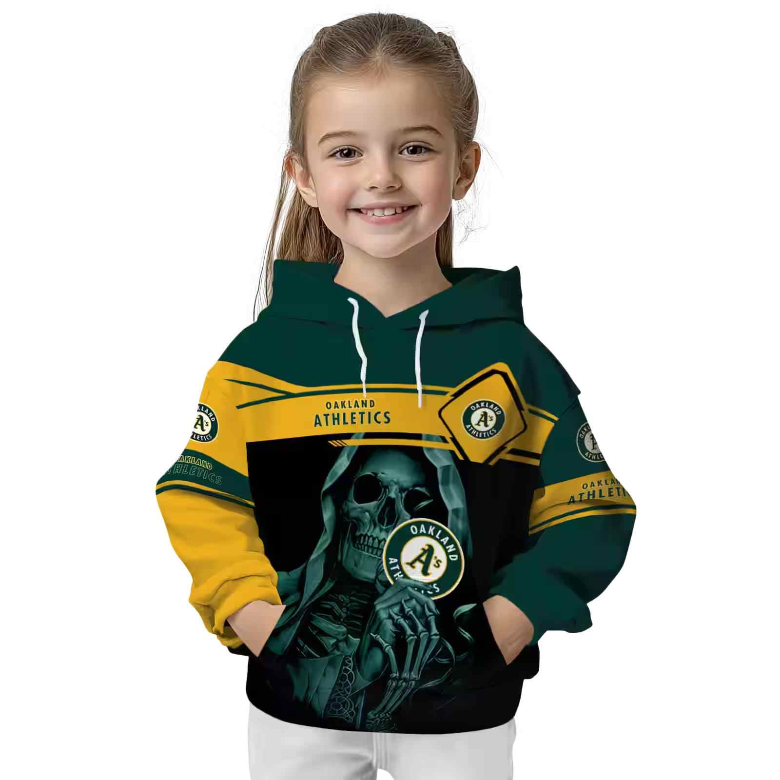 personalized oakland athletics grim reaper green black hoodie top rated