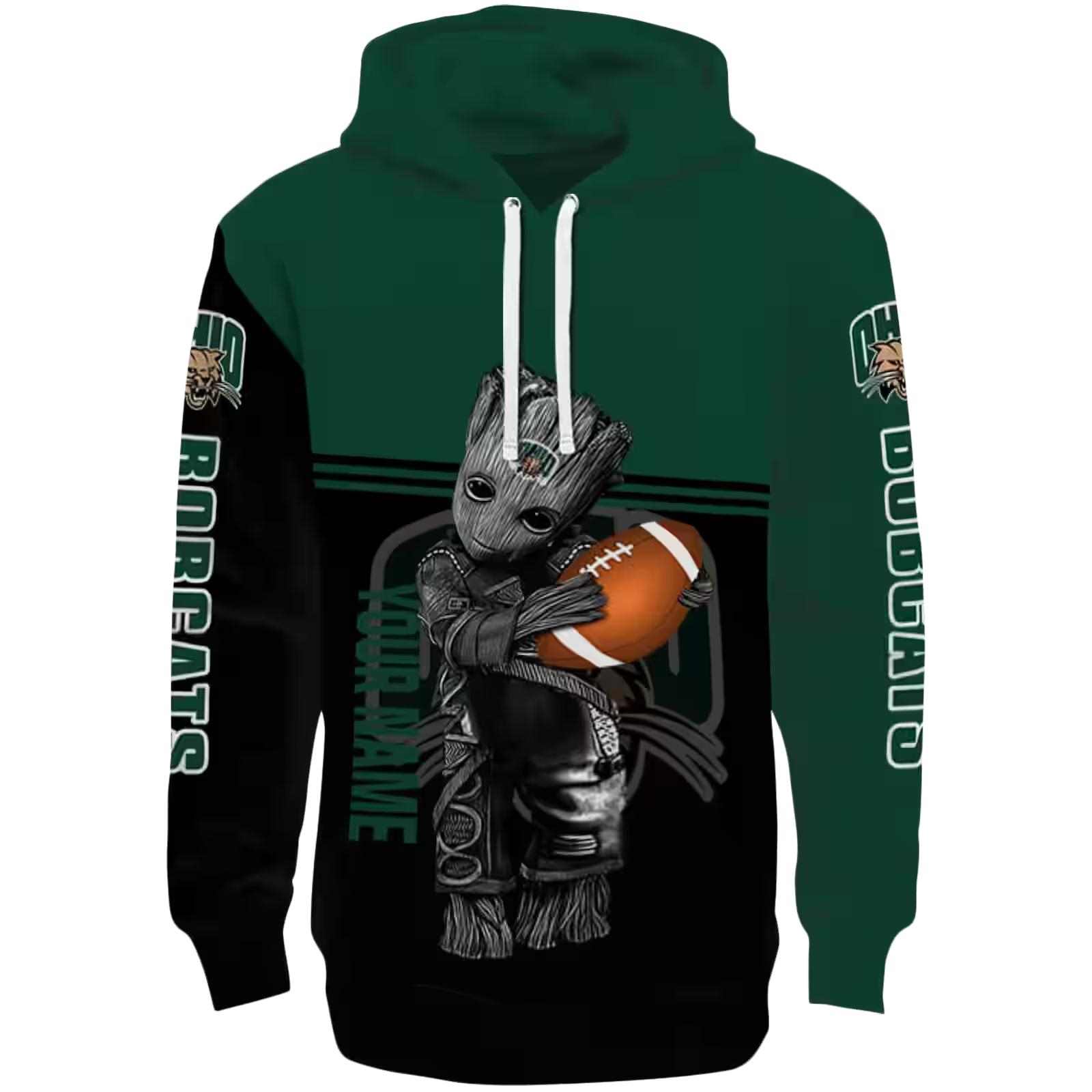 Personalized Ohio Bobcats Baby Groot Green Black Hoodie