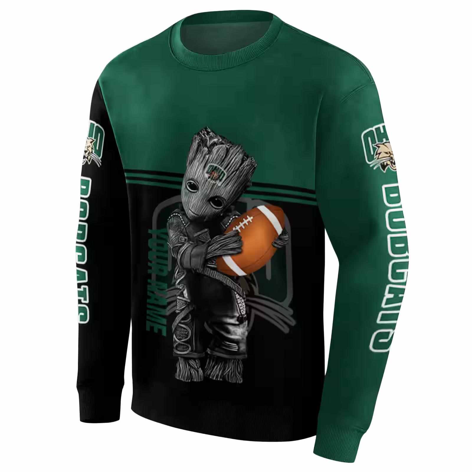 personalized ohio bobcats baby groot green black hoodie new arrival