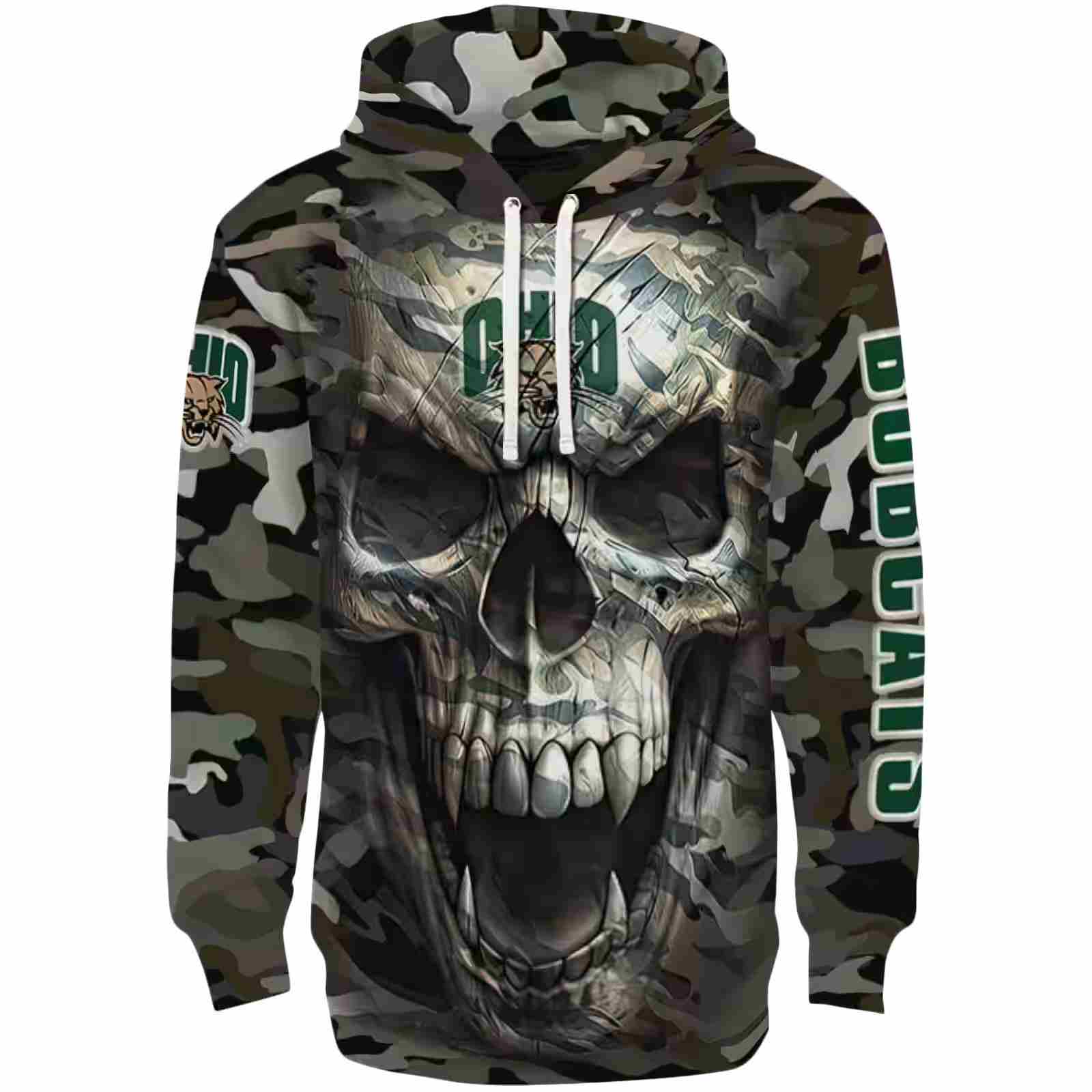 Personalized Ohio Bobcats Camo Skull Hoodie