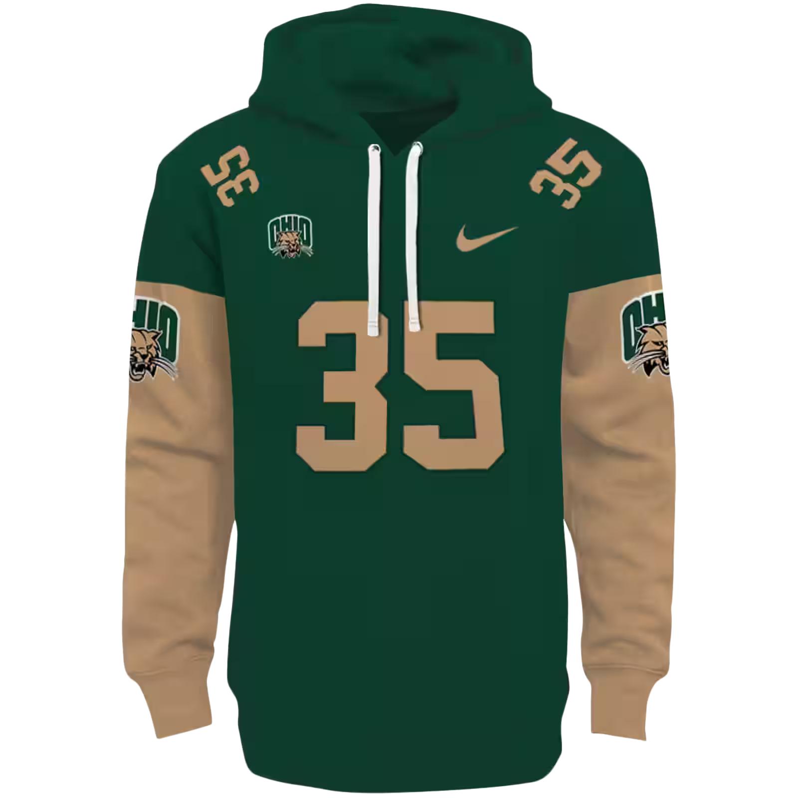 Personalized Ohio Bobcats Minimal Design Green Hoodie