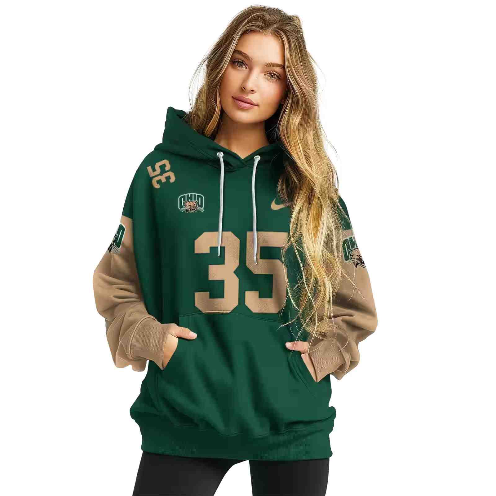 personalized ohio bobcats minimal design green hoodie high quality