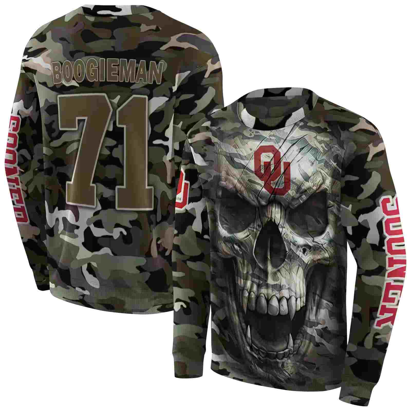 personalized oklahoma sooners camo skull hoodie premium grade