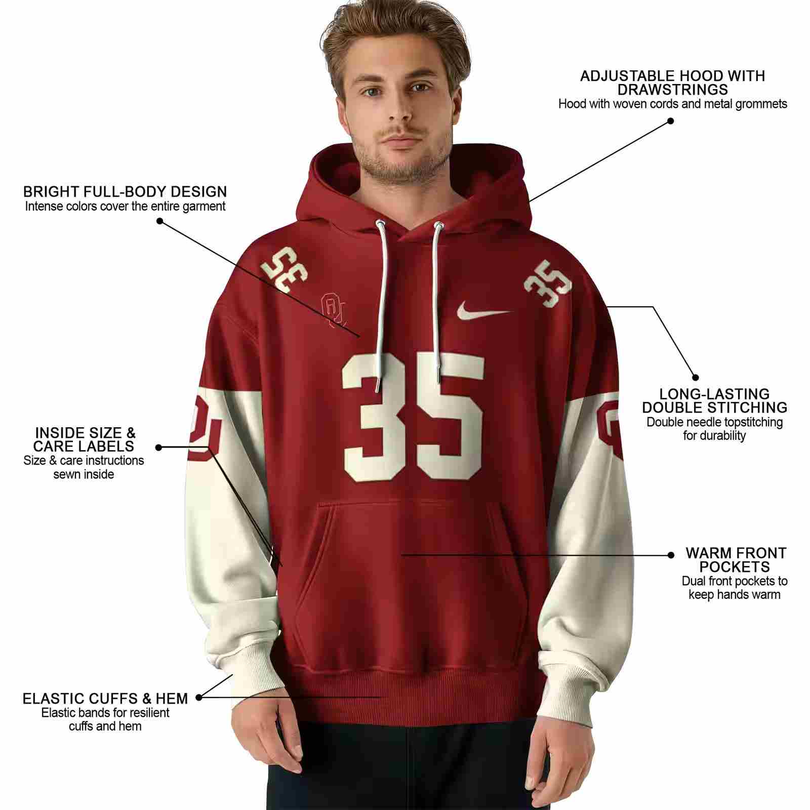 personalized oklahoma sooners minimal design crimson hoodie latest model