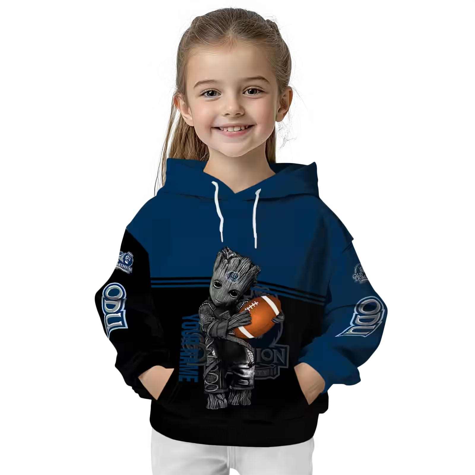 personalized old dominion monarchs baby groot blue black hoodie top rated