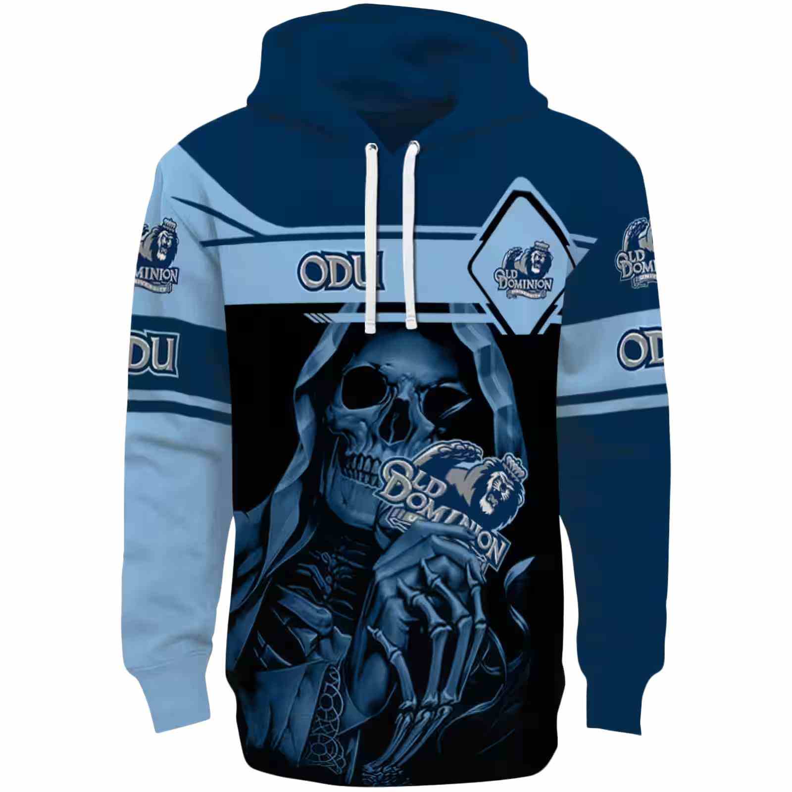 Personalized Old Dominion Monarchs Grim Reaper Blue Black Hoodie